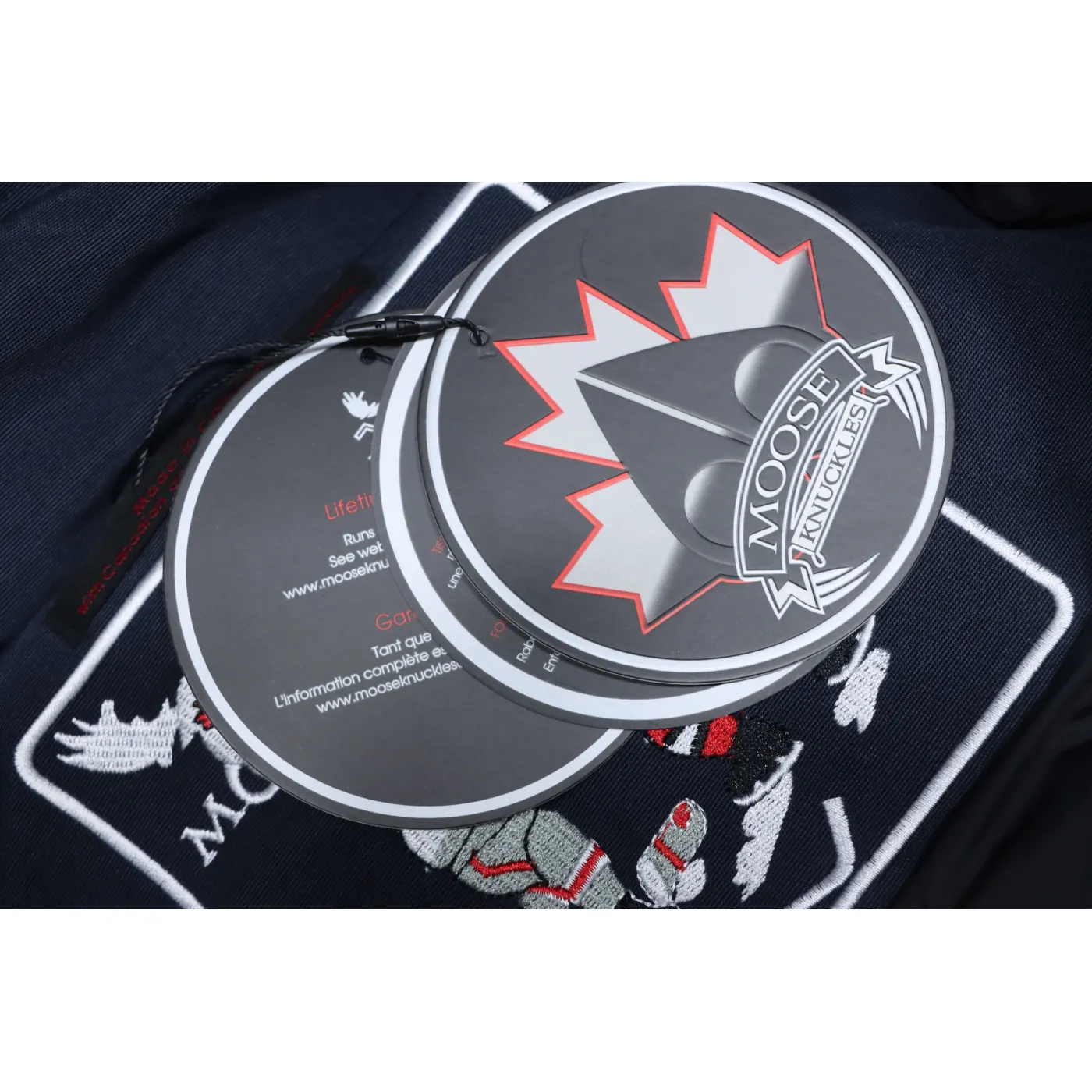 Moose Knuckles Women's Debbie Down Bomber Jacket W/ Fur Navy Blue