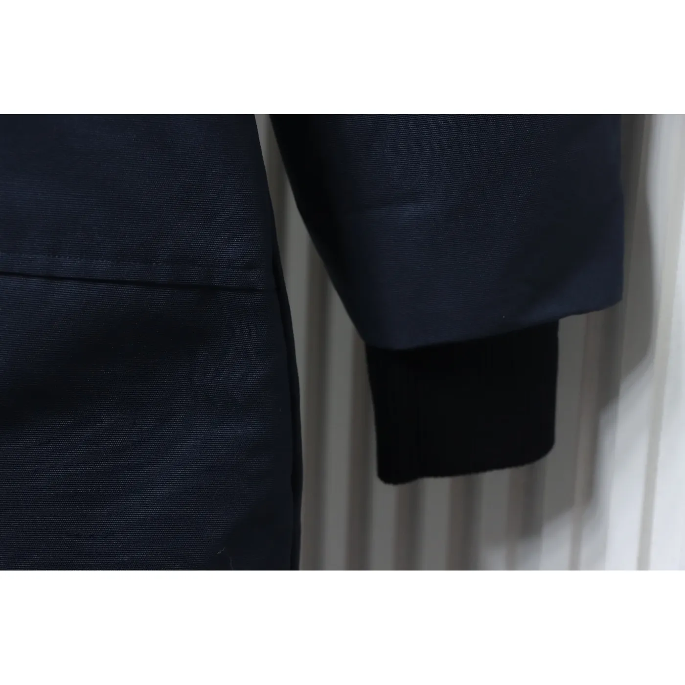 Moose Knuckles Women's Debbie Down Bomber Jacket W/ Fur Navy Blue