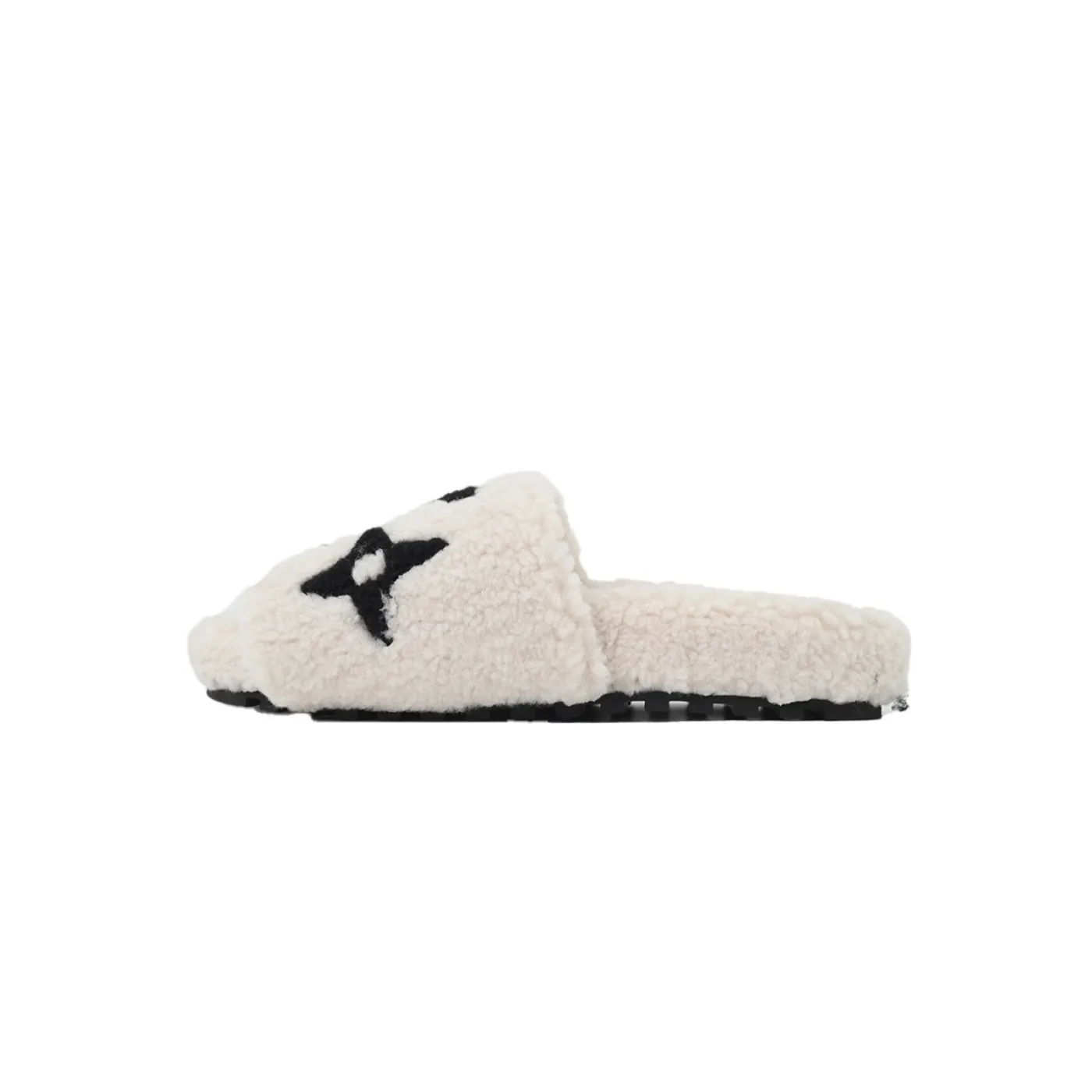 Louis Vuitton Bom Dia Shearling Flate Slippers Beige