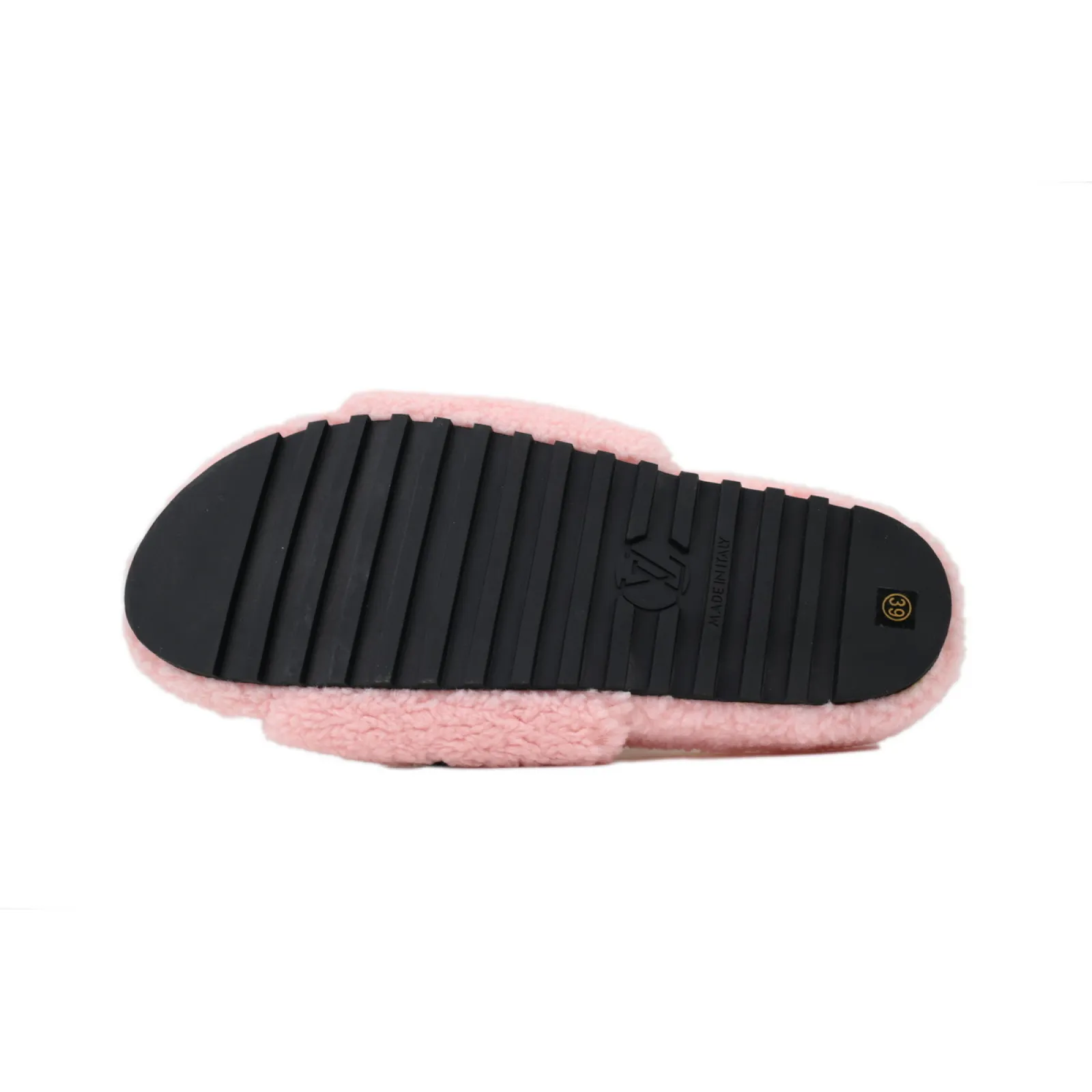 Louis Vuitton Bom Dia Shearling Flate Slippers Pink