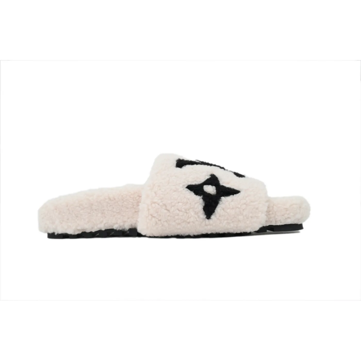 Louis Vuitton Bom Dia Shearling Flate Slippers Beige