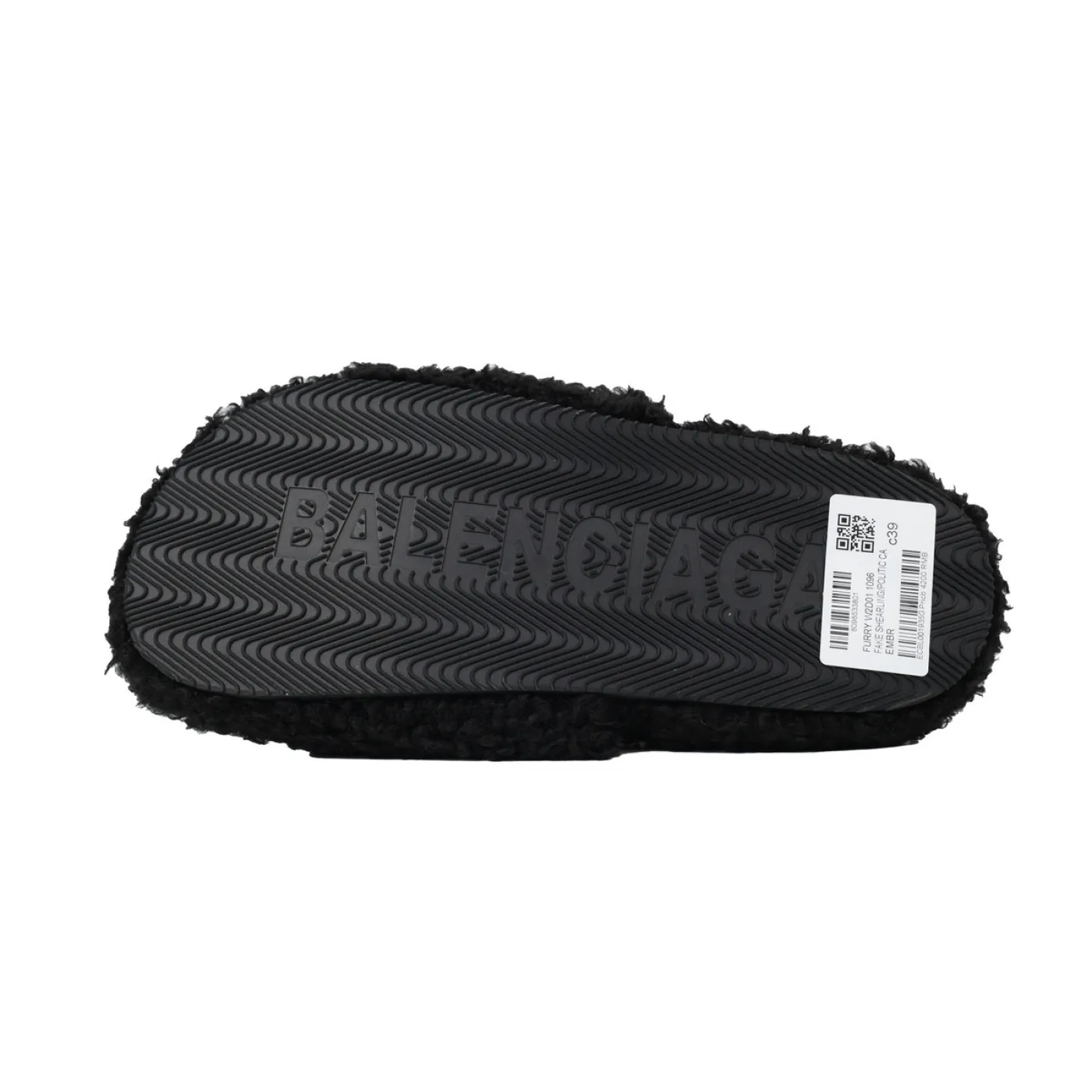 Balenciaga Cities Paris Furry Slide Black