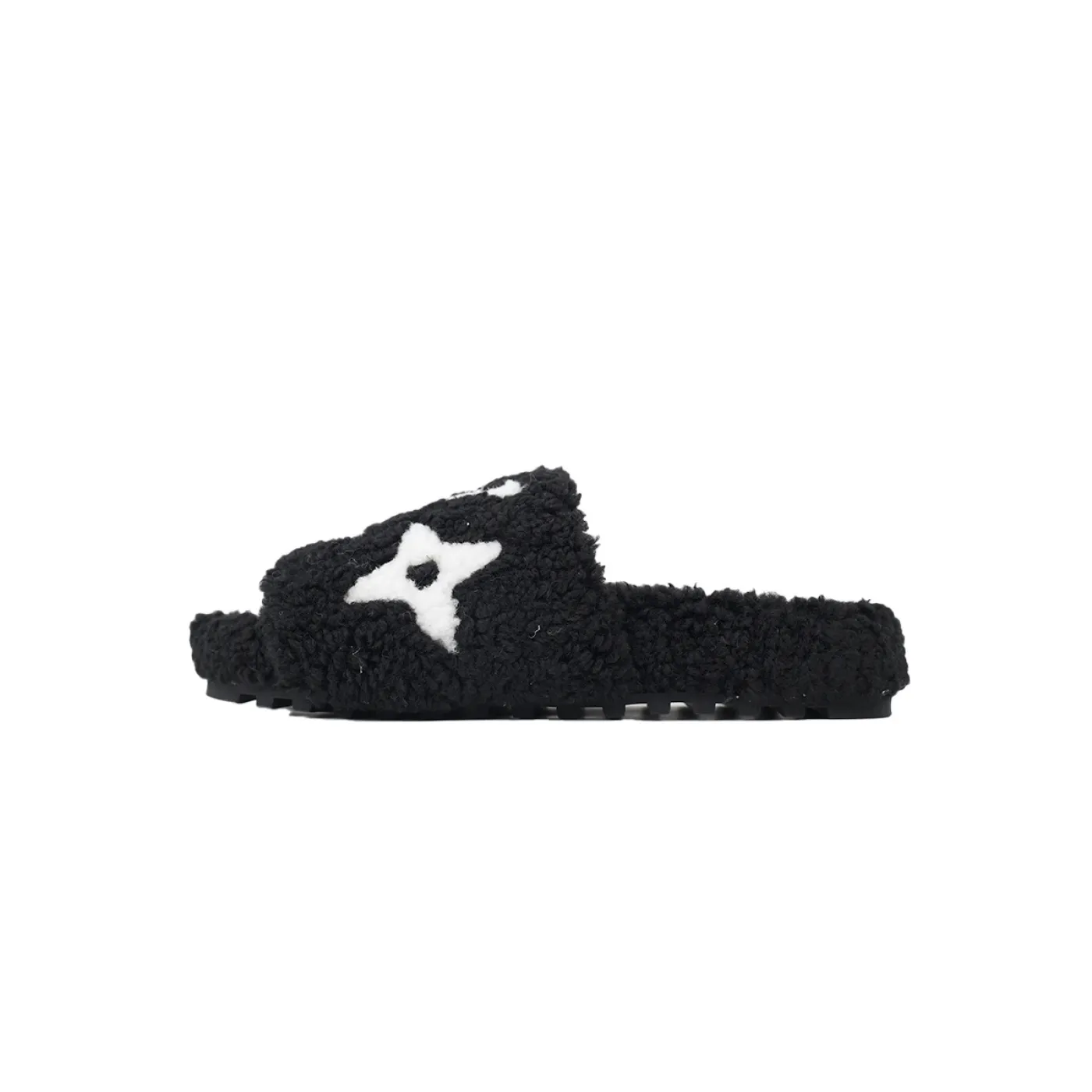 Louis Vuitton Bom Dia Shearling Flate Slippers Black