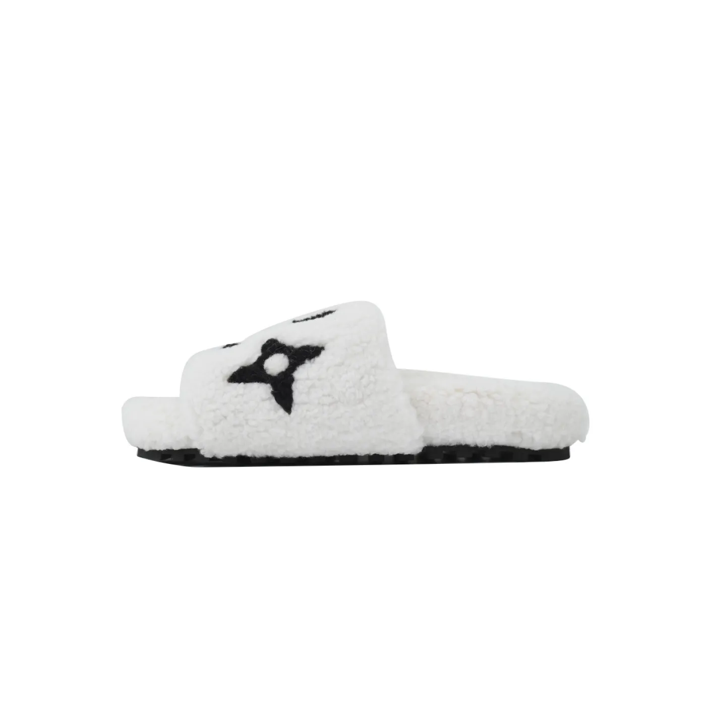 Louis Vuitton Bom Dia Shearling Flate Slippers White