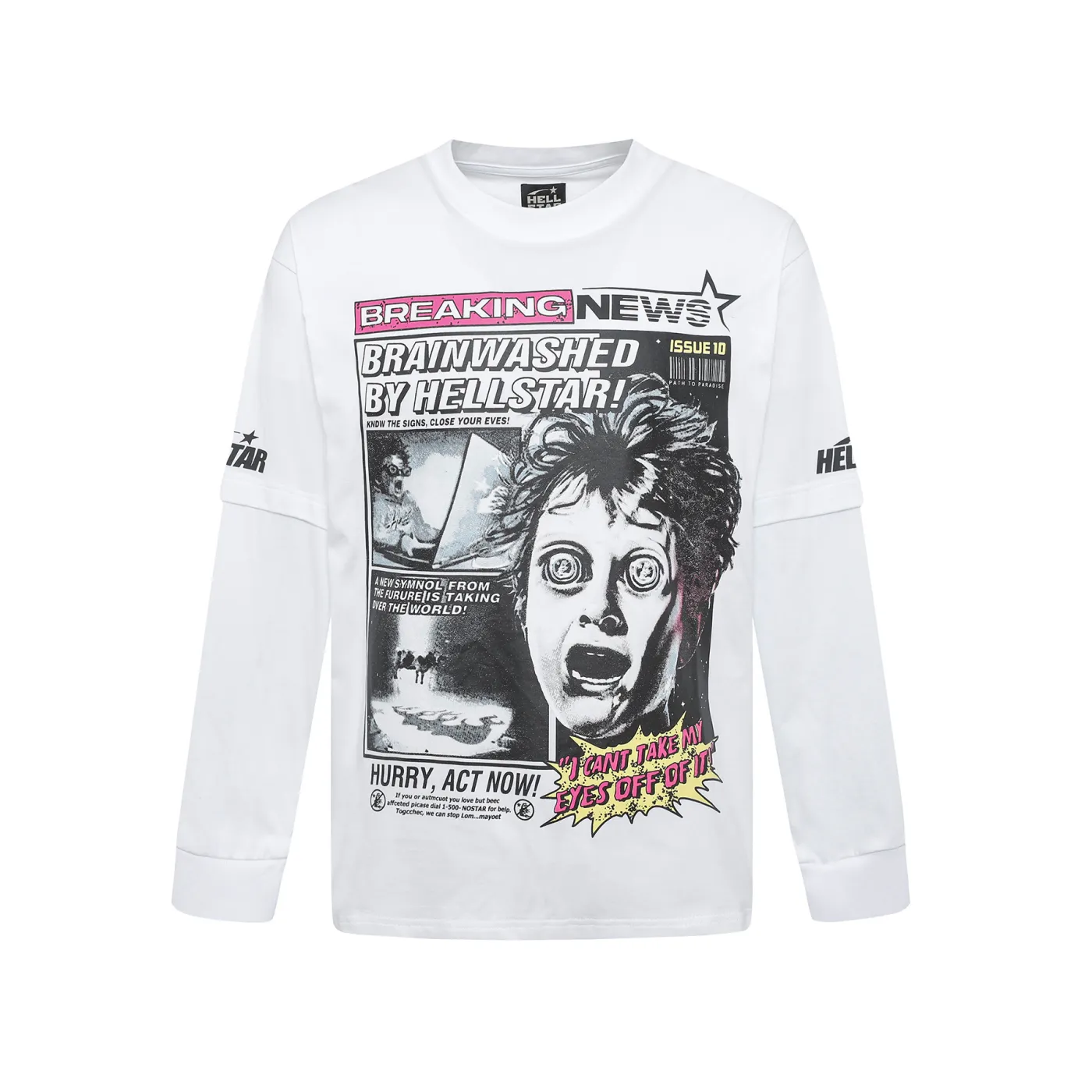 Hellstar Breaking News Long-Sleeve T-Shirt Black White