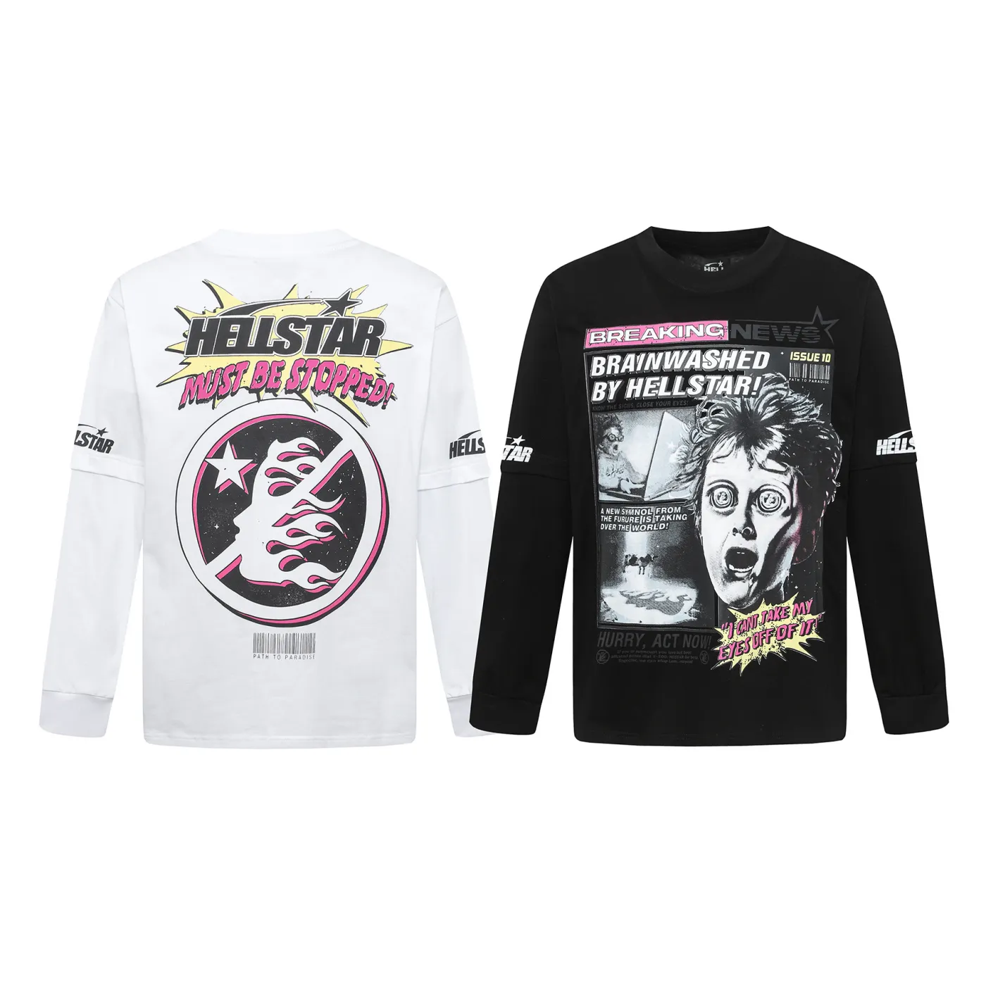 Hellstar Breaking News Long-Sleeve T-Shirt Black White