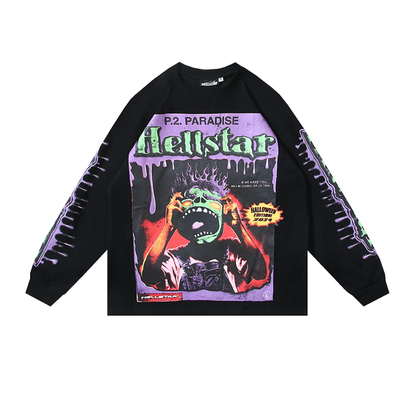 Hellstar Horror Book Long-Sleeve T-Shirt Black White