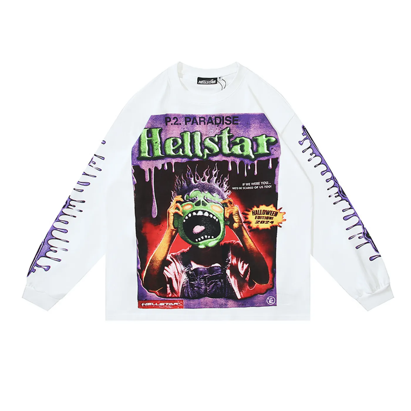 Hellstar Horror Book Long-Sleeve T-Shirt Black White