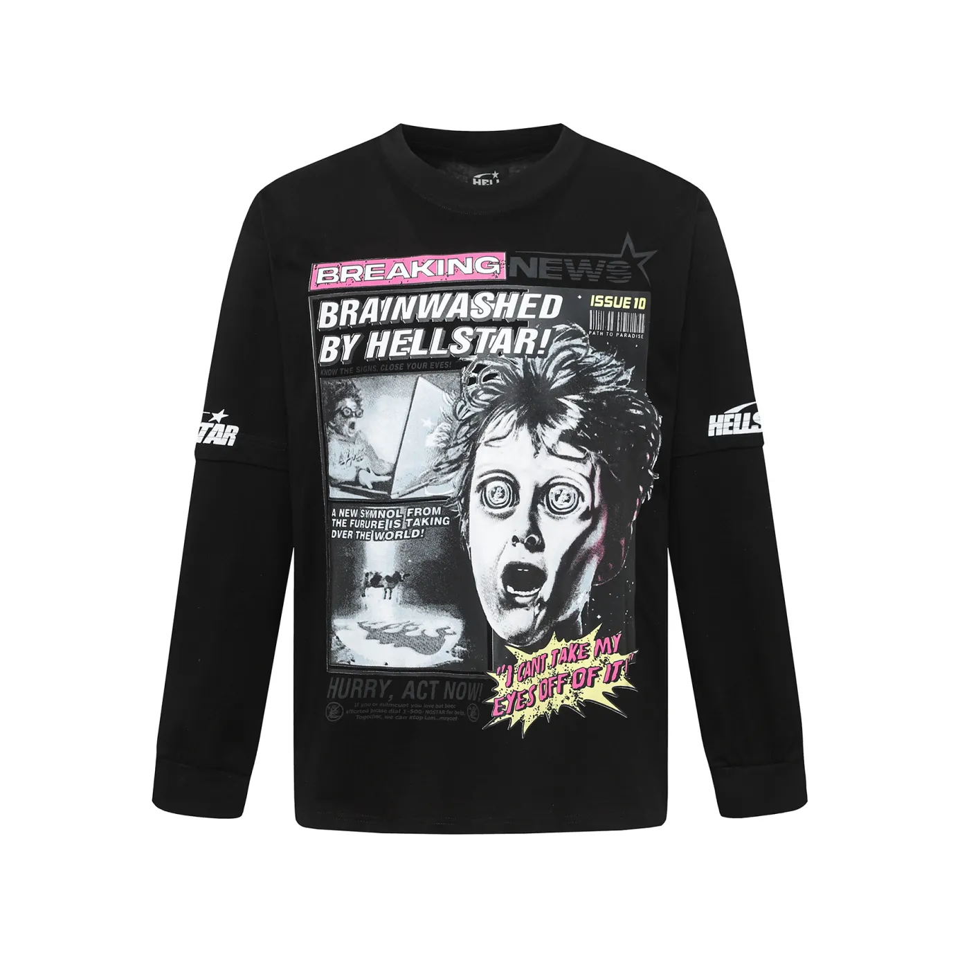 Hellstar Breaking News Long-Sleeve T-Shirt Black White