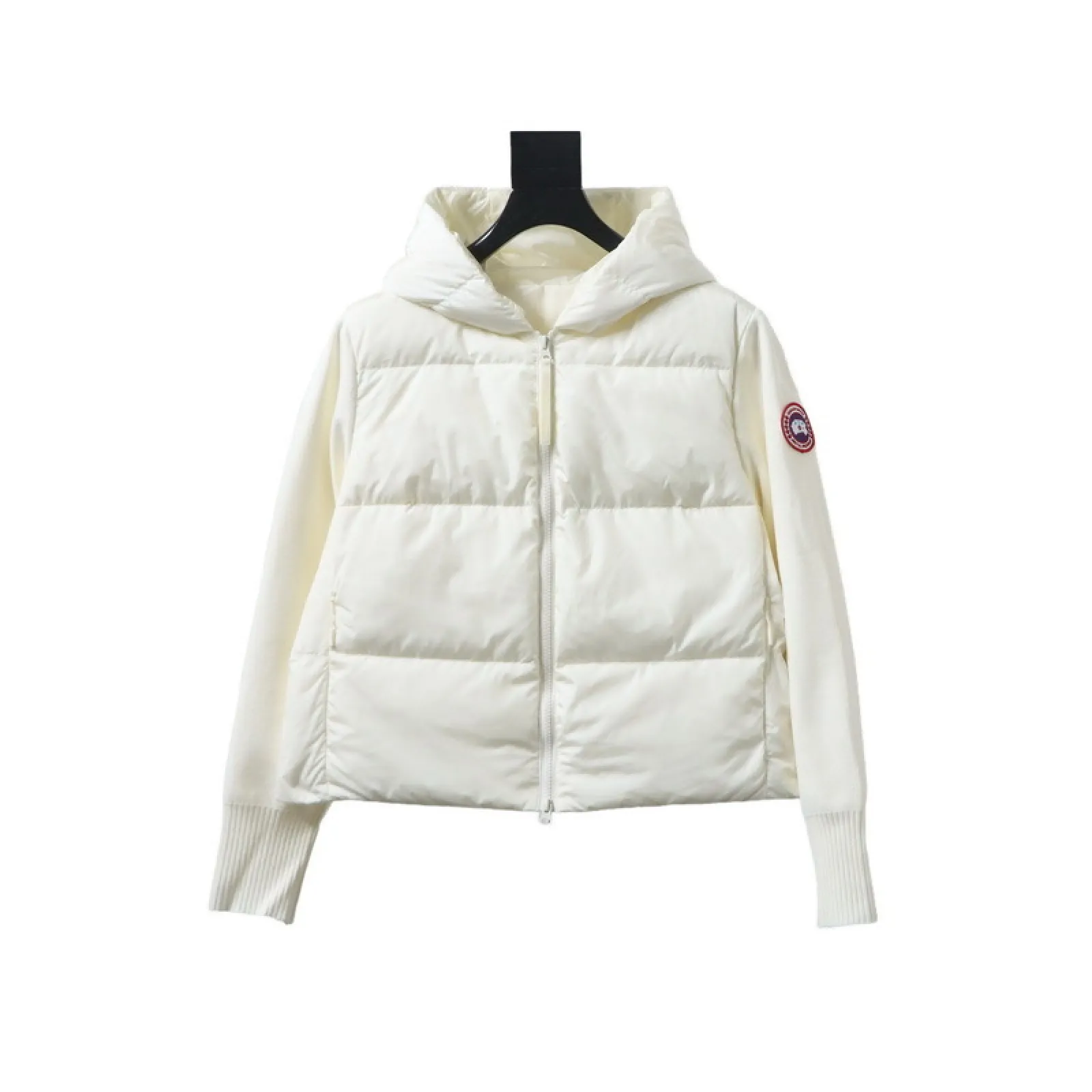 Canada goose Plaid Hooded Knitted Jacket White