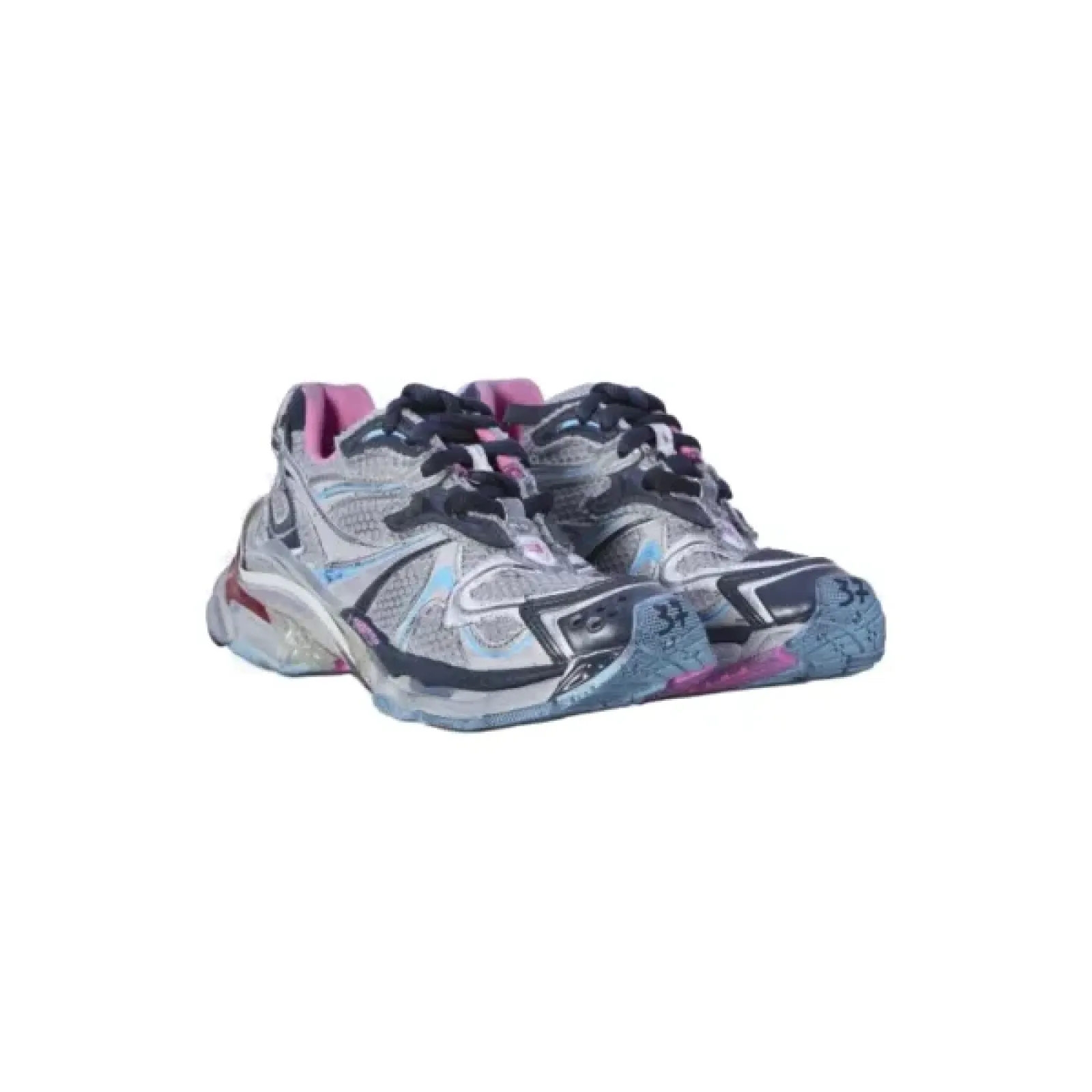 Balenciaga Runner Low Top Sneakers Pink Gray Blue 779064 W3RXP 1045