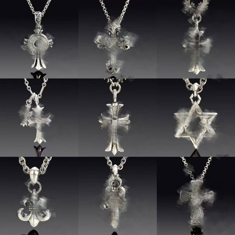 CH Trendy Brand Cro Necklace Sterling Silver Retro Cross Hip-hop Syle
