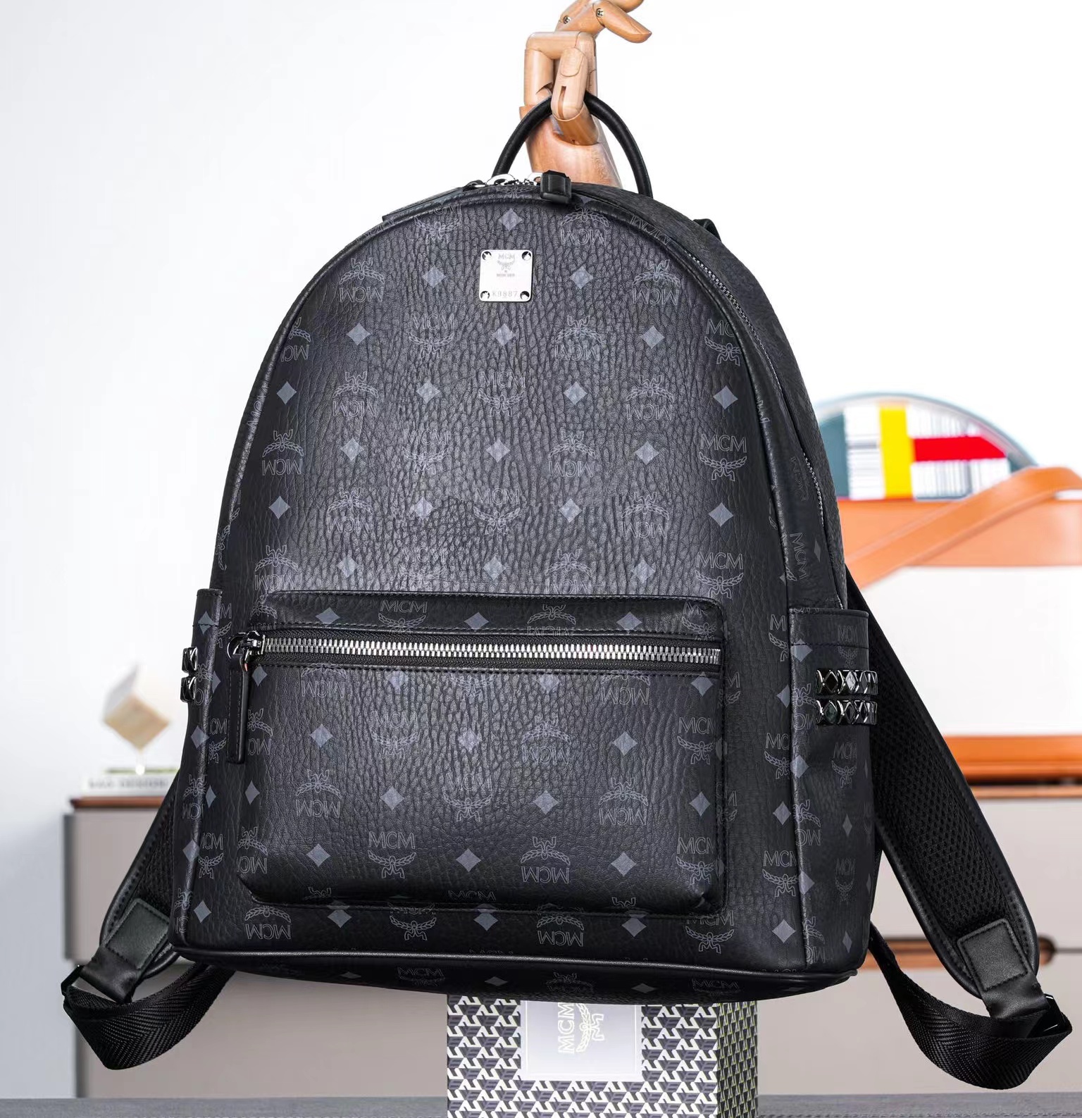 Mcm Stark Visetos Backpack Black