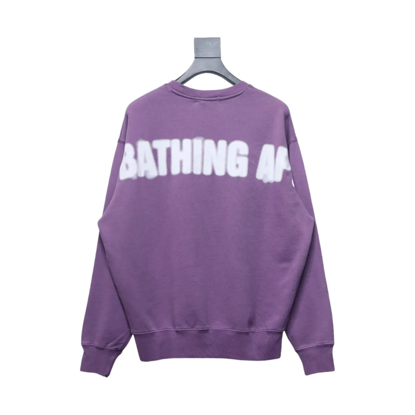 Bape Back Logo Lettering Ape Head Print Sweatshirt Purple White