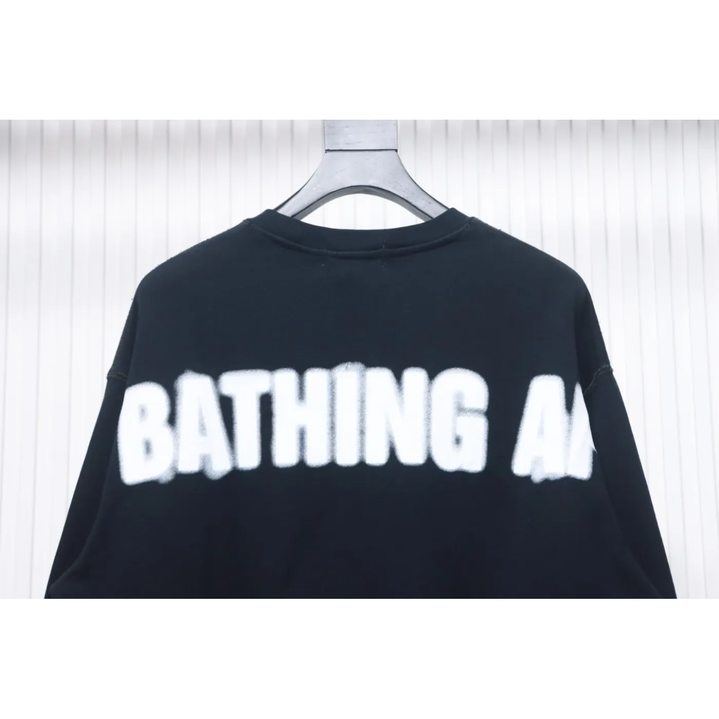 Bape Back Logo Lettering Ape Head Print Sweatshirt Black White