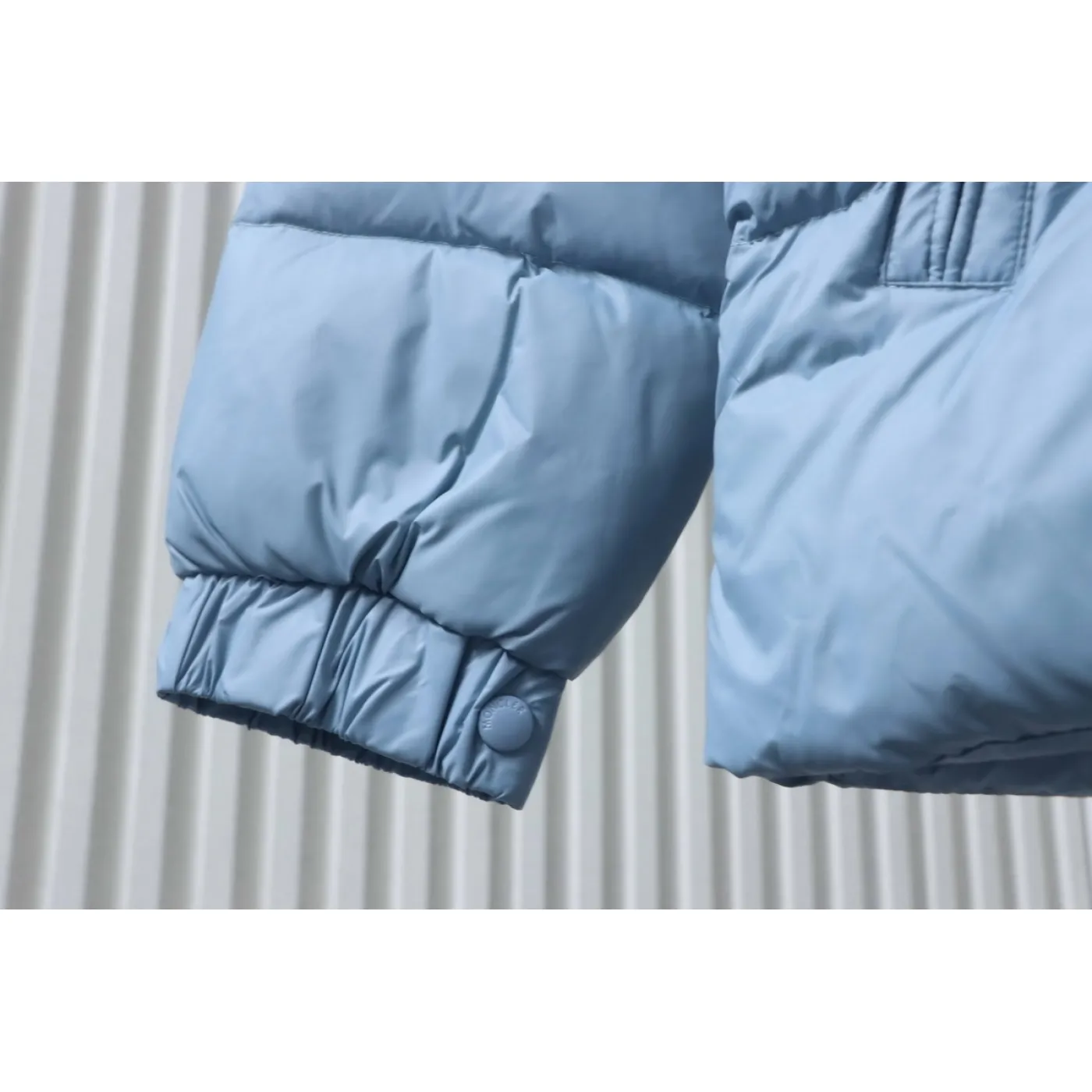 Moncler Patch Zippered Stand-up Collar Blue Down Jacket