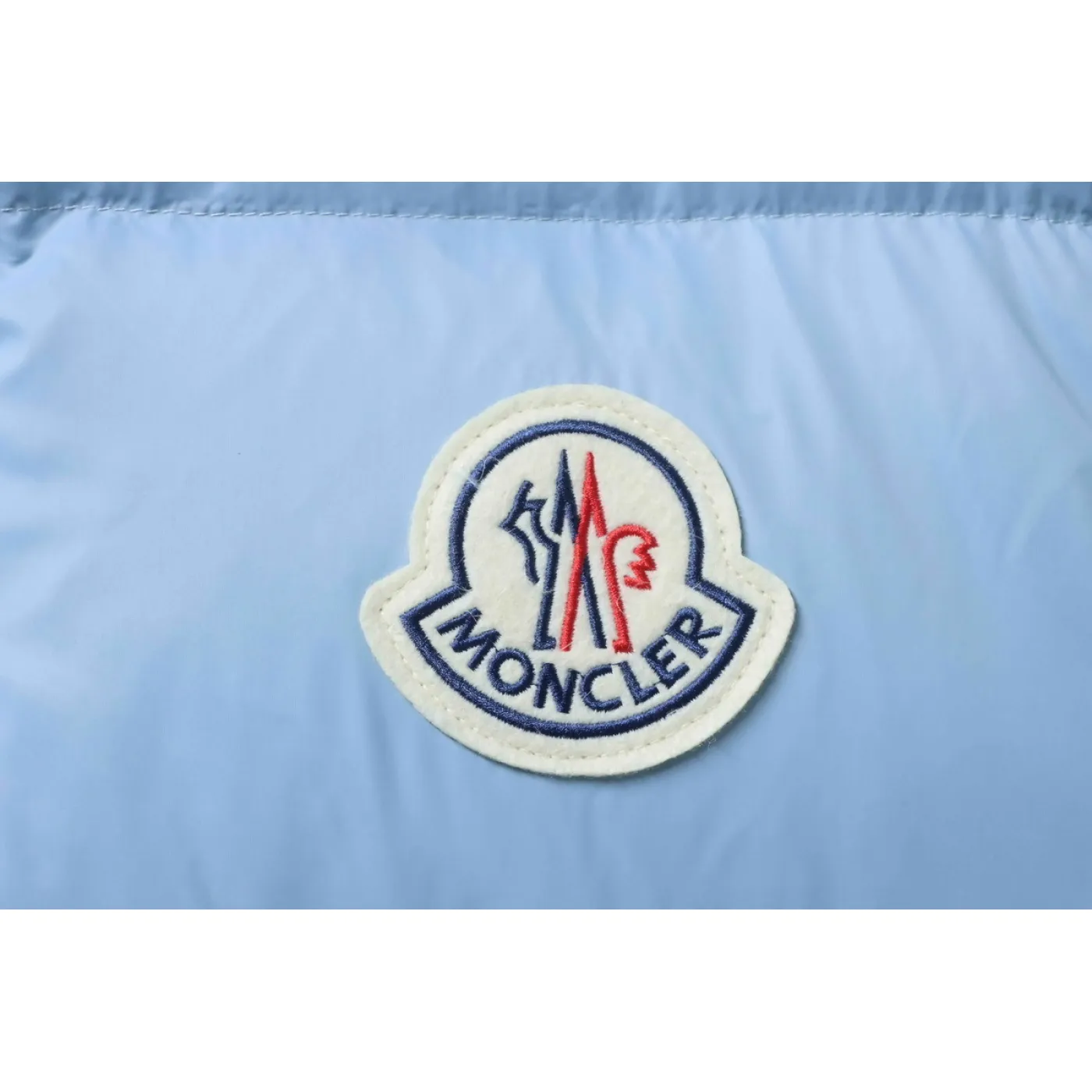 Moncler Patch Zippered Stand-up Collar Blue Down Jacket