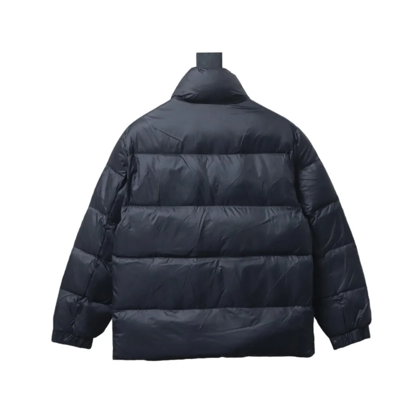 Moncler Logo Patch Zippered Stand-up Collar Black Down Jacket