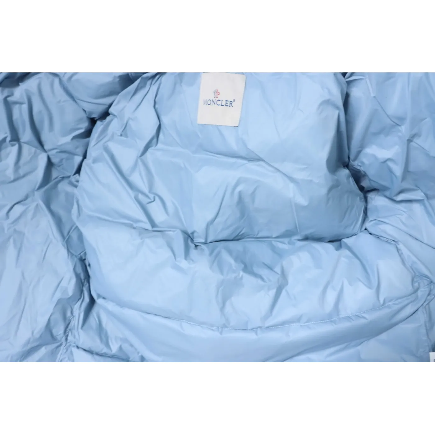 Moncler Patch Zippered Stand-up Collar Blue Down Jacket