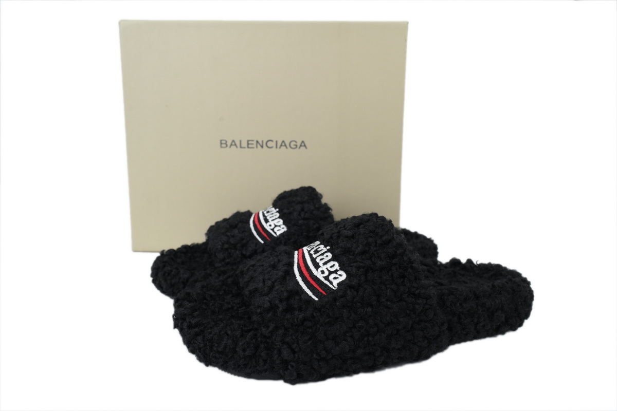 Balenciaga Furry Slide Black