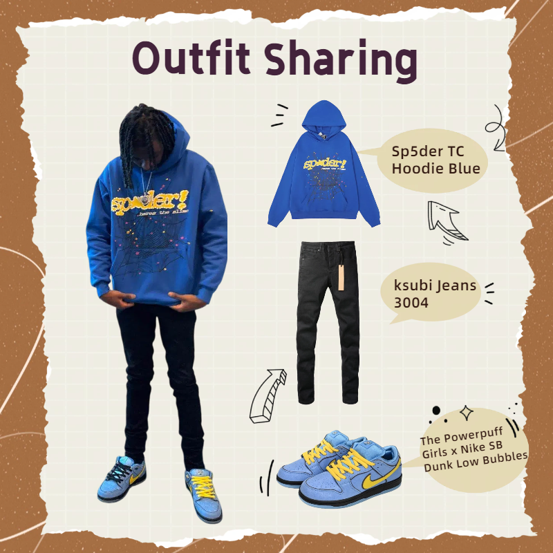 The Powerpuff Girls x Nike SB Dunk Low Bubbles + Sp5der Hoodie + Ksubi Jeans Set
