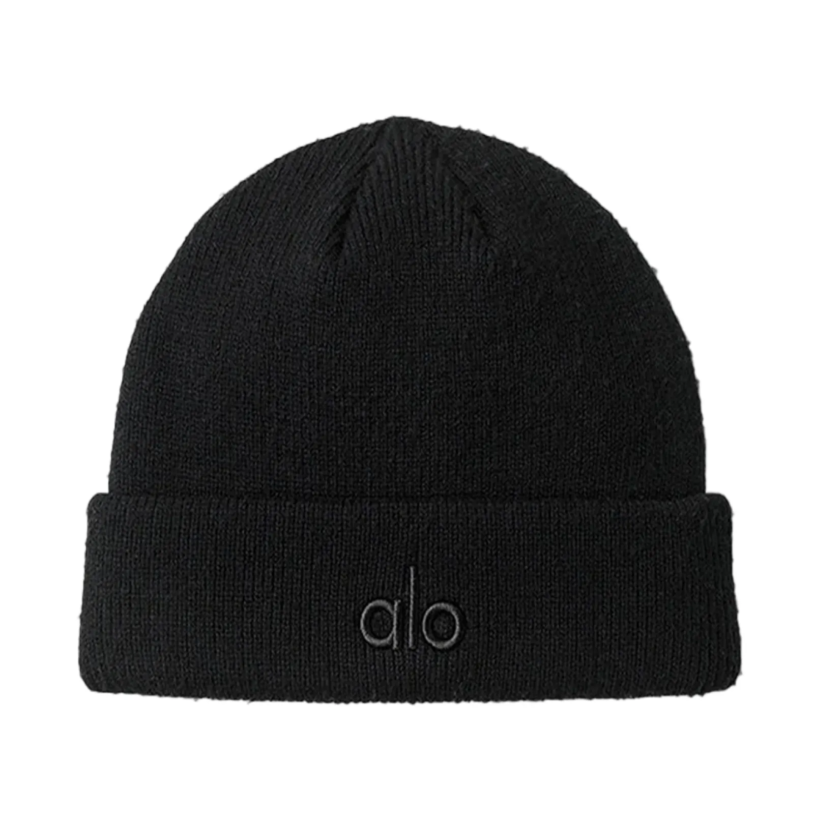Alo Yoga Black Logo Black Notable Beanie