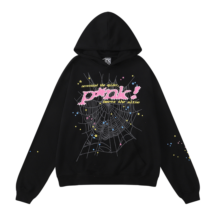 Sp5der P*NK Hoodie Black + Purple Brand Jeans 72448