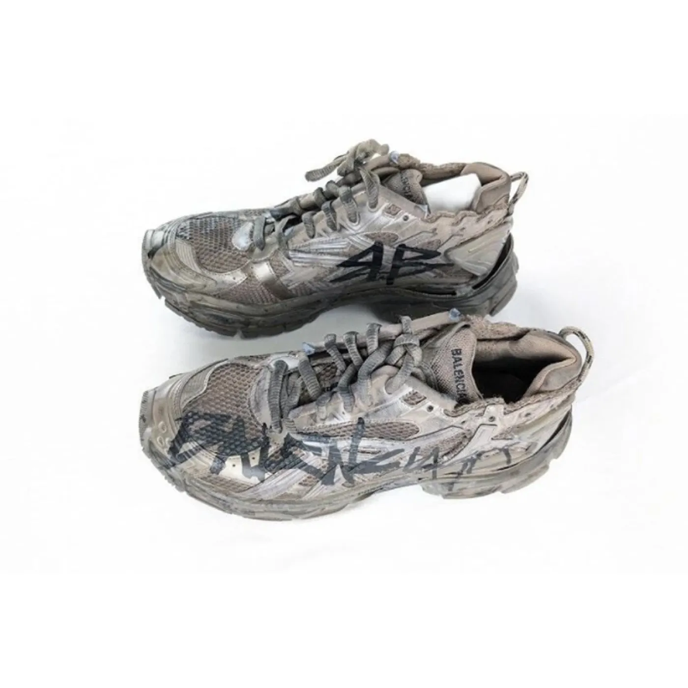 Balenciaga Runner Monocolor Graffiti Mesh Runner in Dark Taupe Black