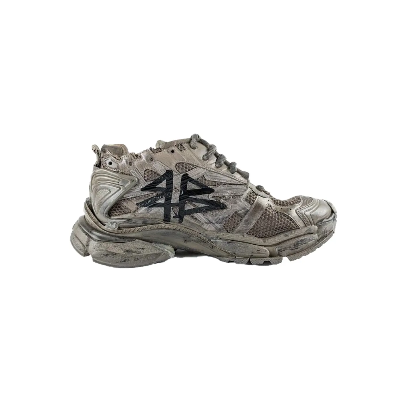 Balenciaga Runner Monocolor Graffiti Mesh Runner in Dark Taupe Black