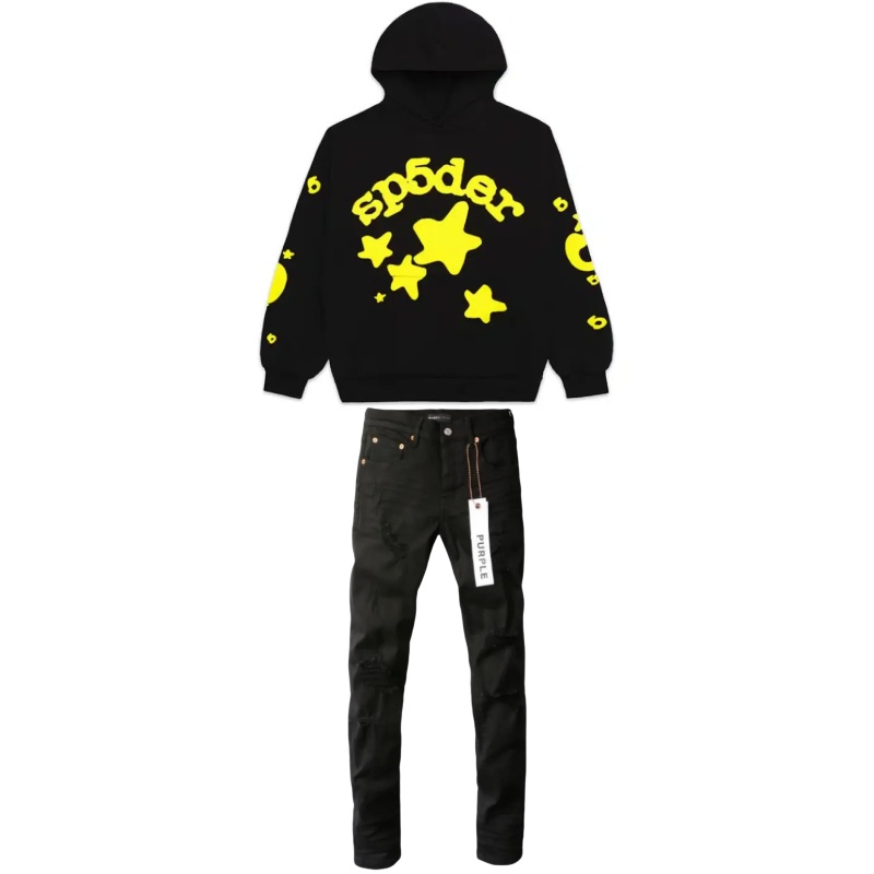 Sp5der Beluga Hoodie Onyx Yellow + Purple Brand Jeans 72448