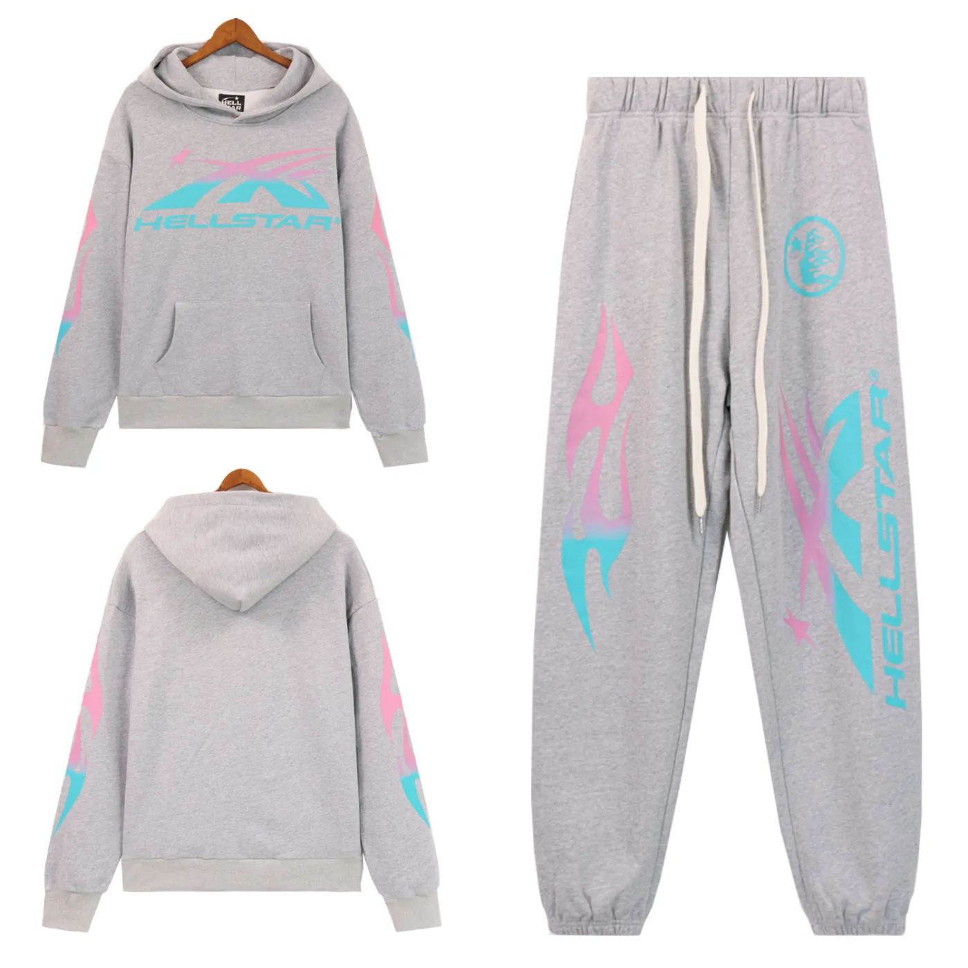 Hellsatr Pink-Blue Colorful Tracksuit Black/Gray