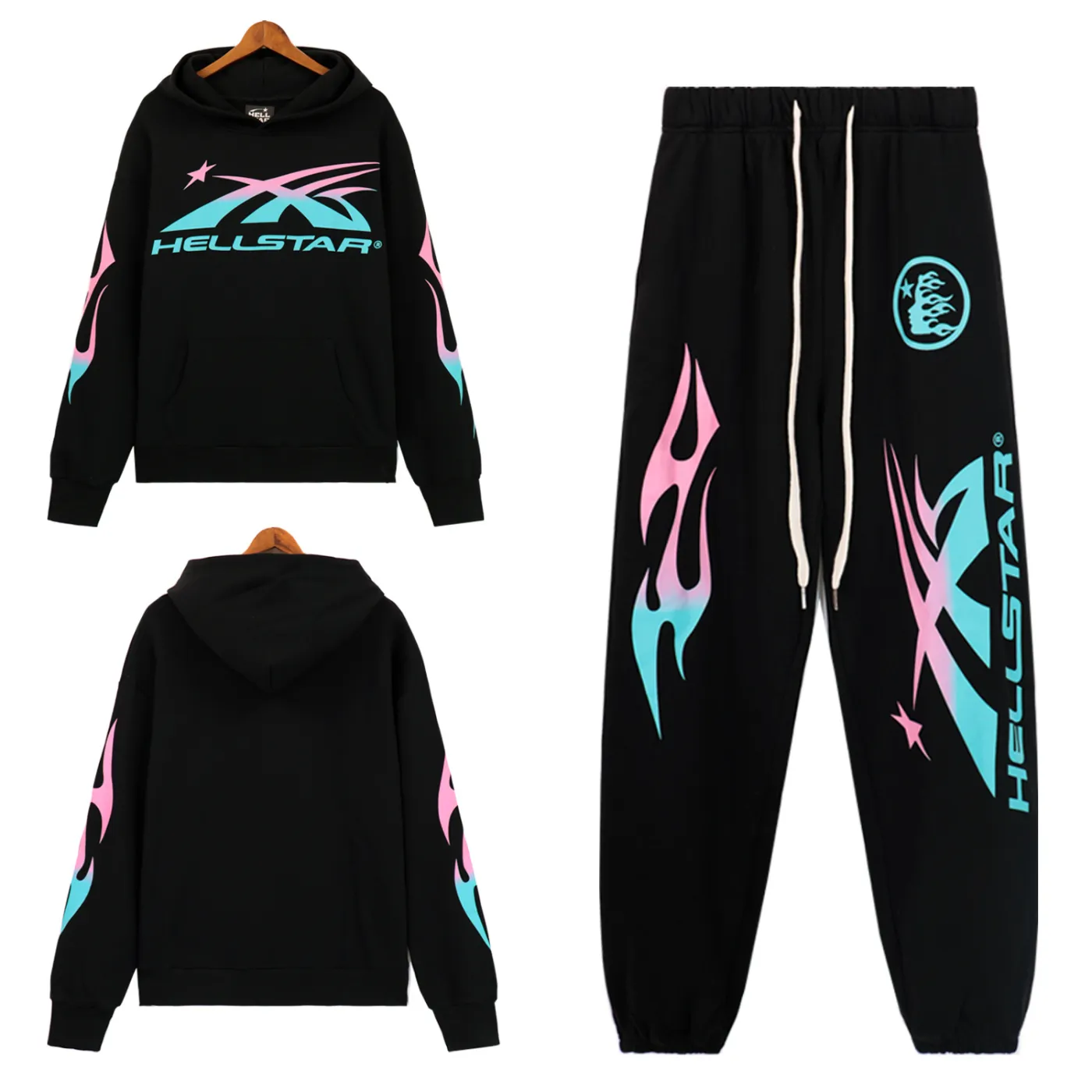 Hellsatr Pink-Blue Colorful Tracksuit Black/Gray