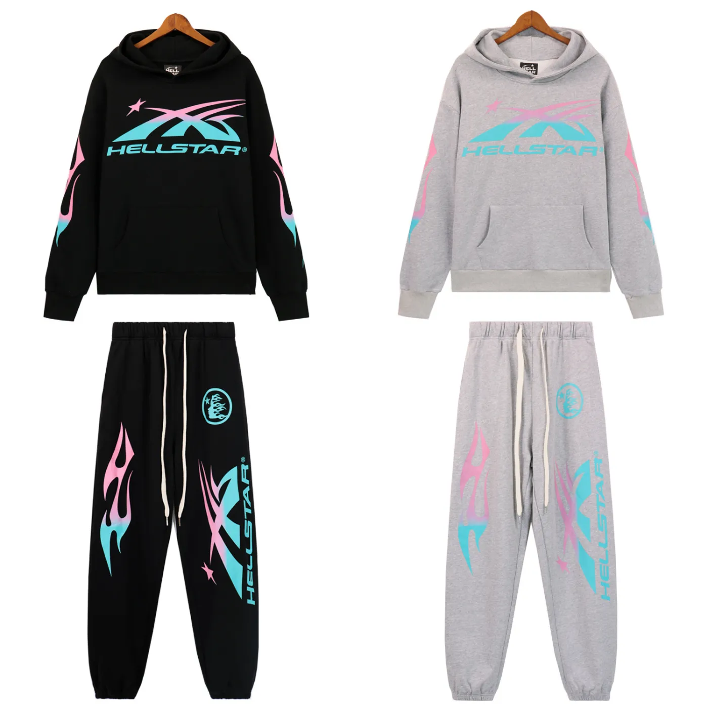 Hellsatr Pink-Blue Colorful Tracksuit Black/Gray