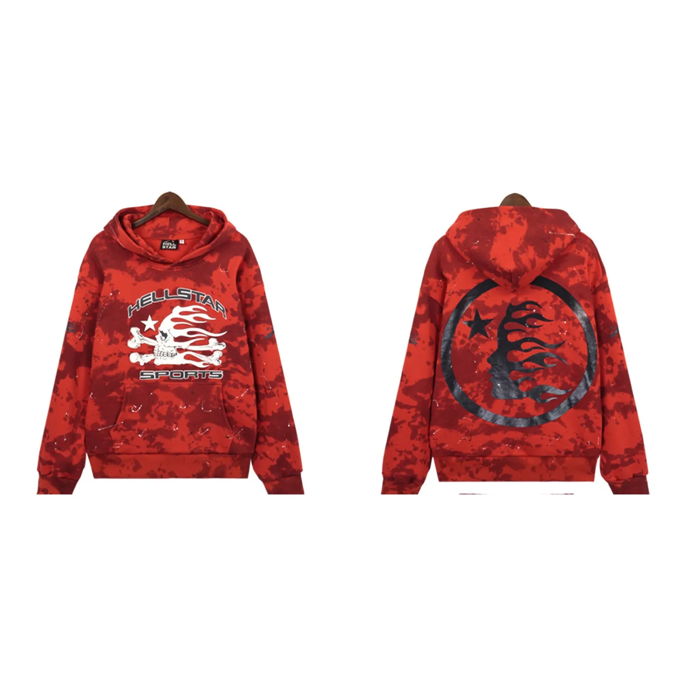 Hellstar Sports Tie-Dye Skull Hoodie + Sweatpants Set Red