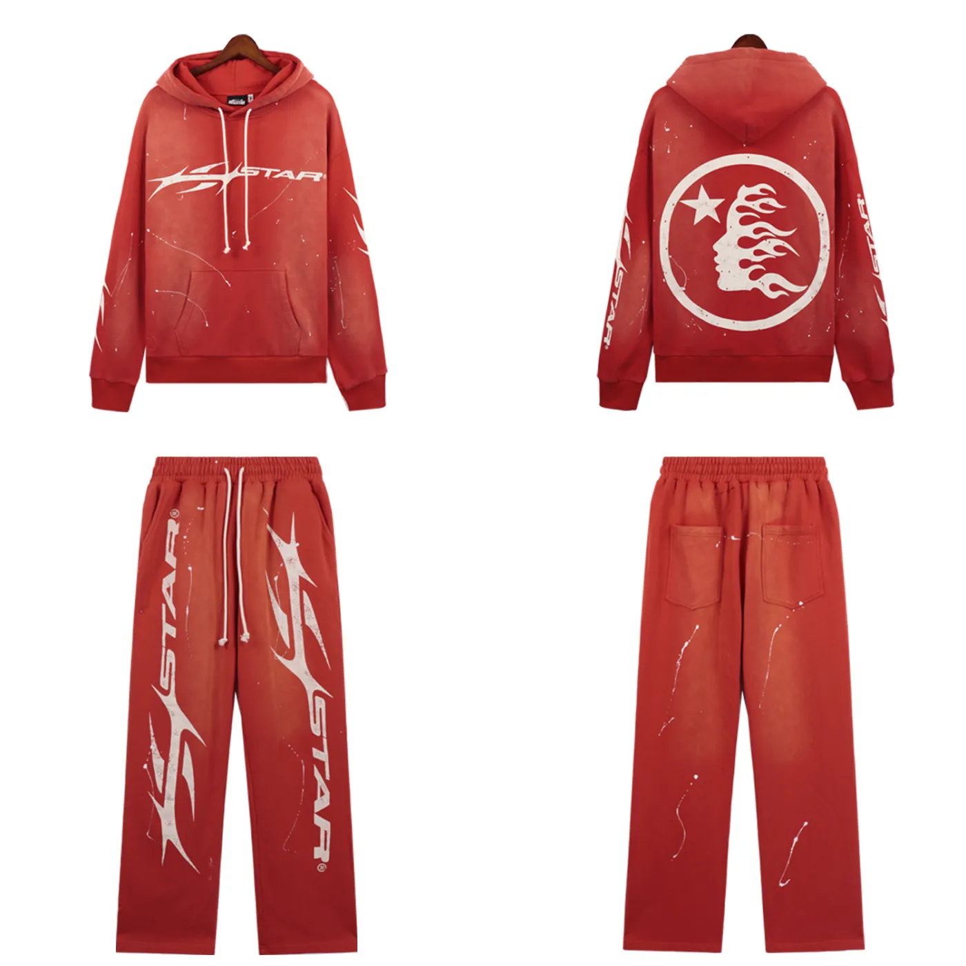 Hellstar Hstar Hoodie + Sweatpants Set Red