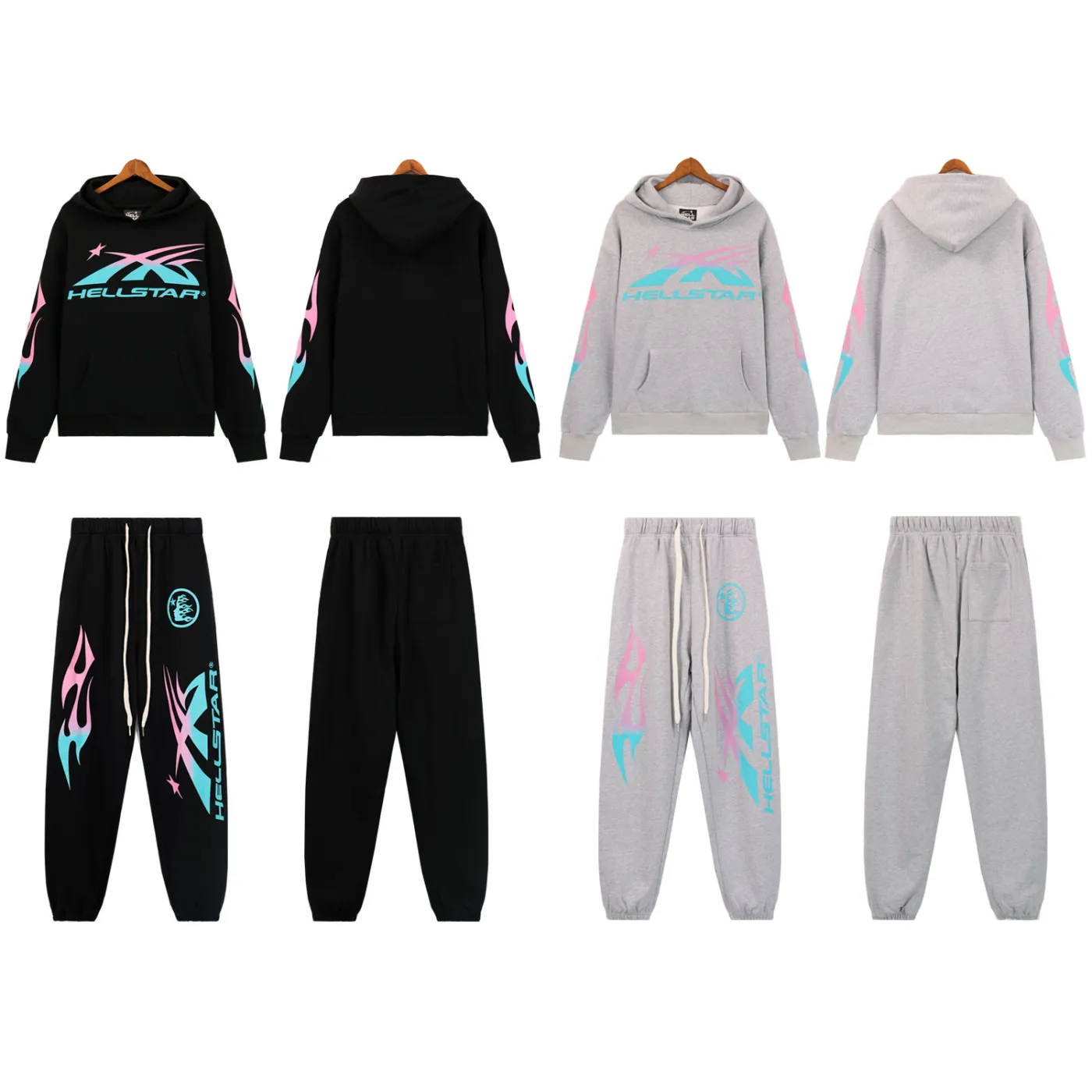 Hellsatr Pink-Blue Colorful Tracksuit Black/Gray