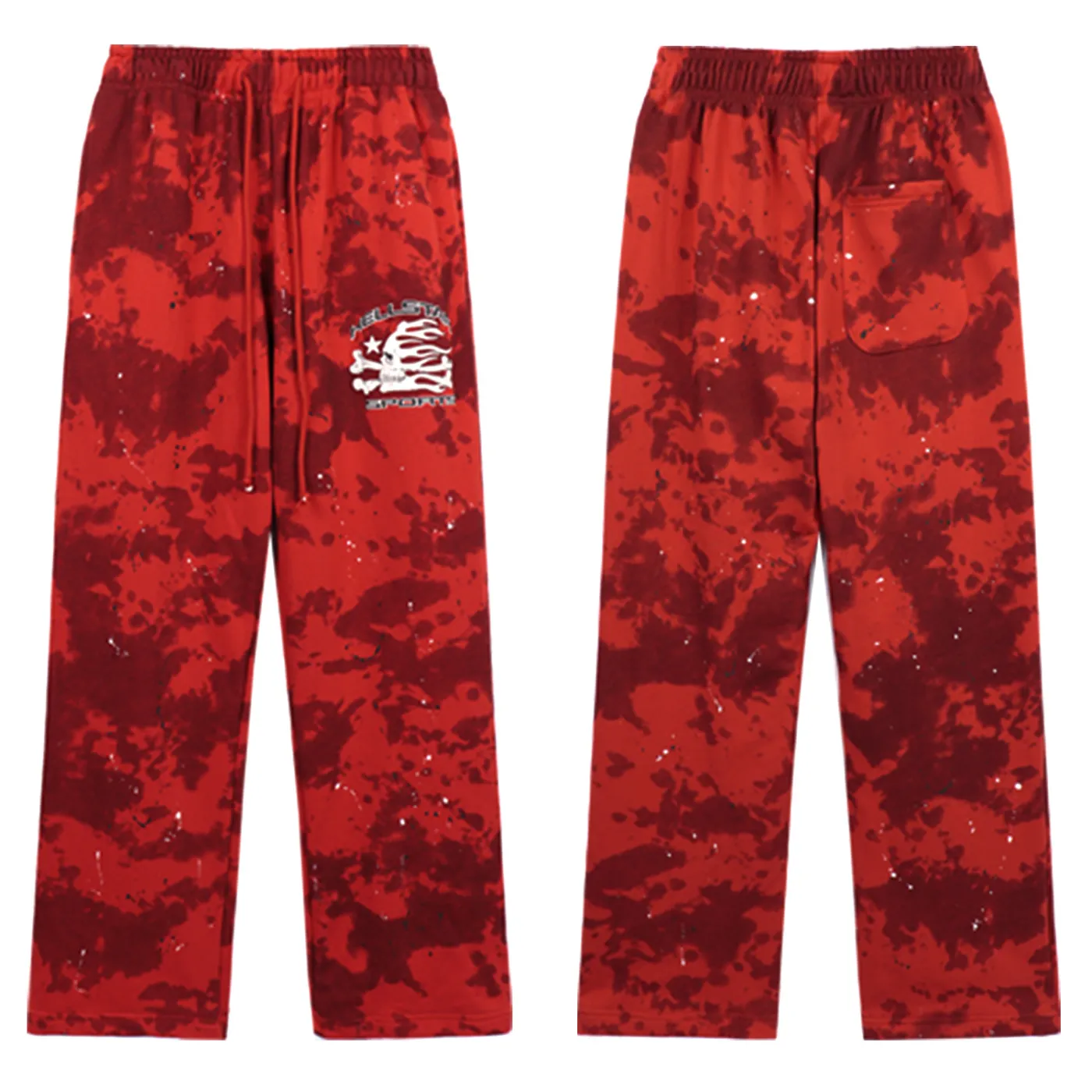 Hellstar Sports Tie-Dye Skull Hoodie + Sweatpants Set Red