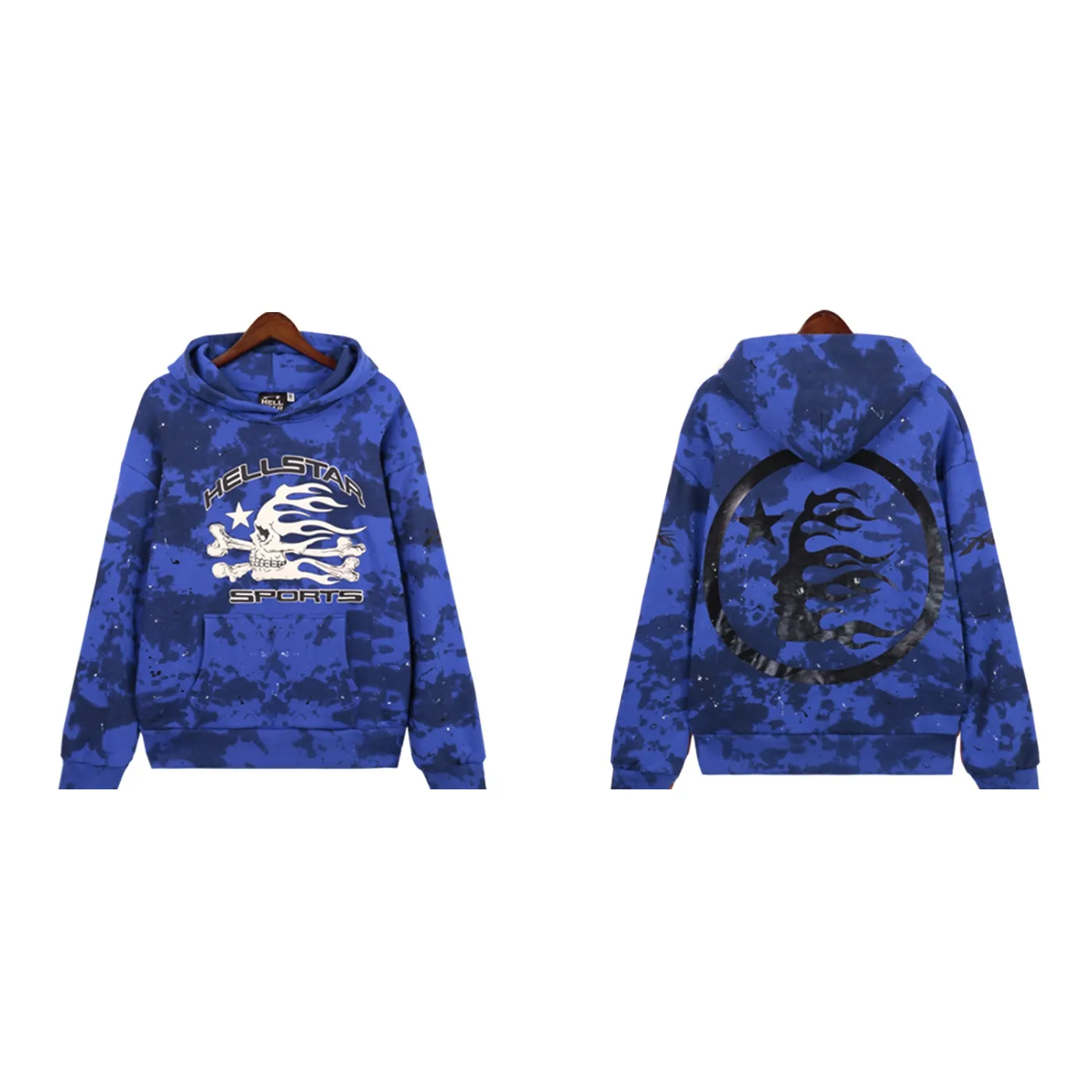 Hellstar Sports Tie-Dye Skull Hoodie + Sweatpants Set Blue