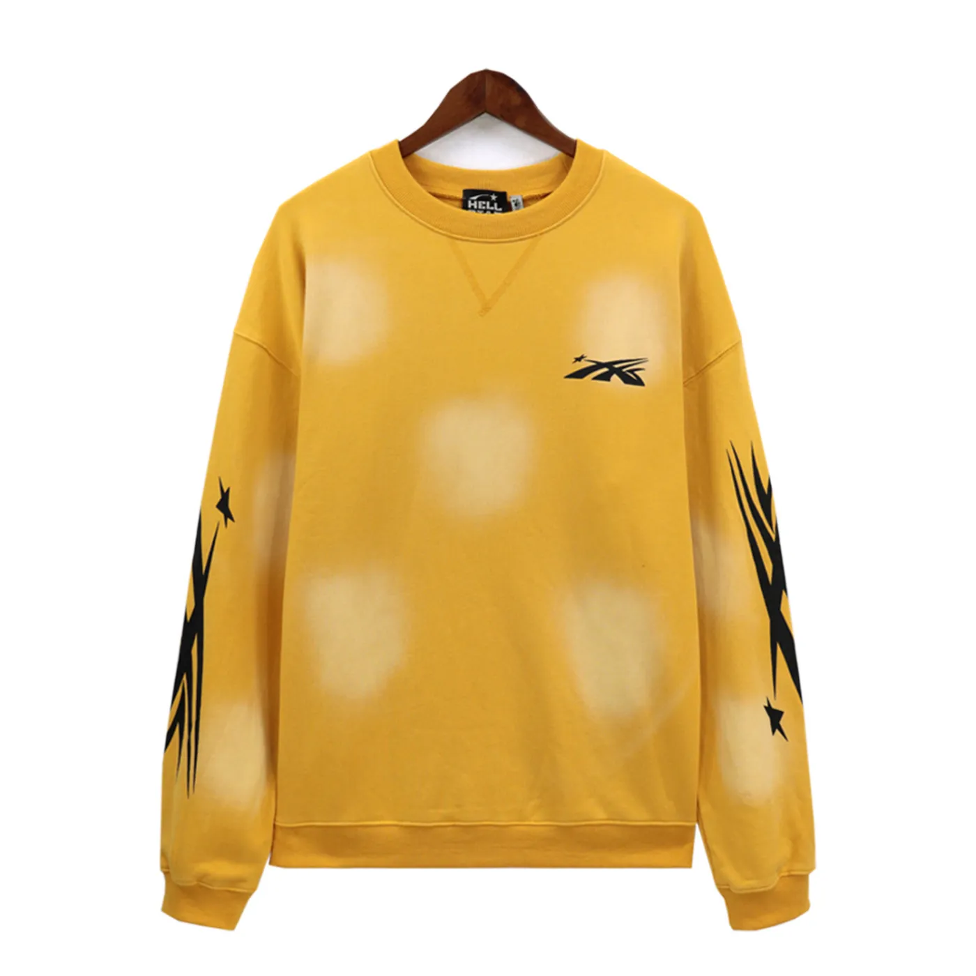 Hellstar Terry Fabric Crewneck Hoodie Yellow/White