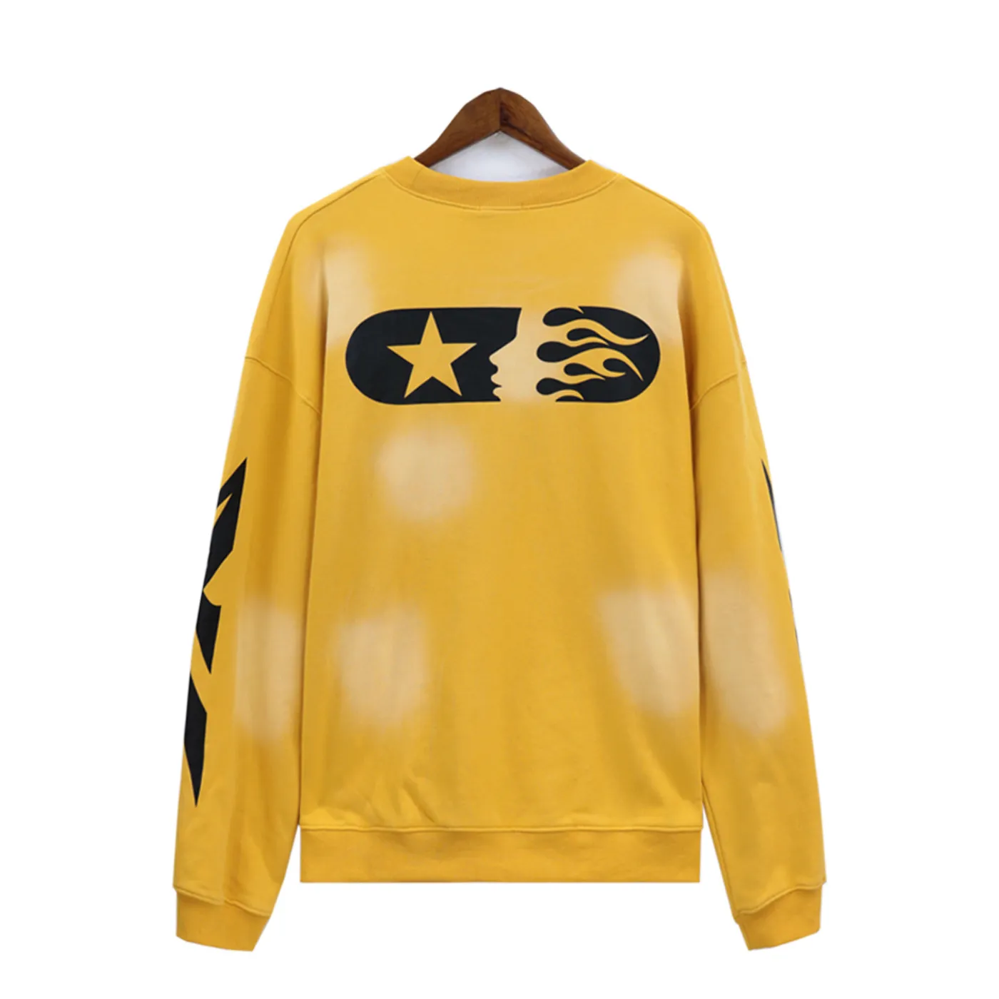 Hellstar Terry Fabric Crewneck Hoodie Yellow/White
