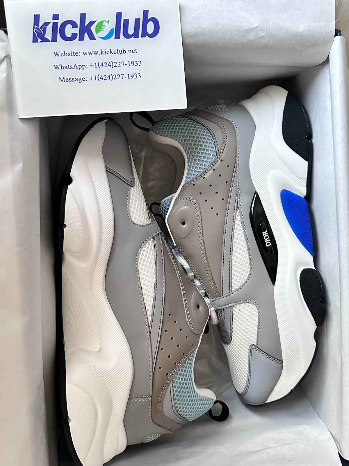 Dior White Blue Black B22 Sneakers Rice Grey Blue