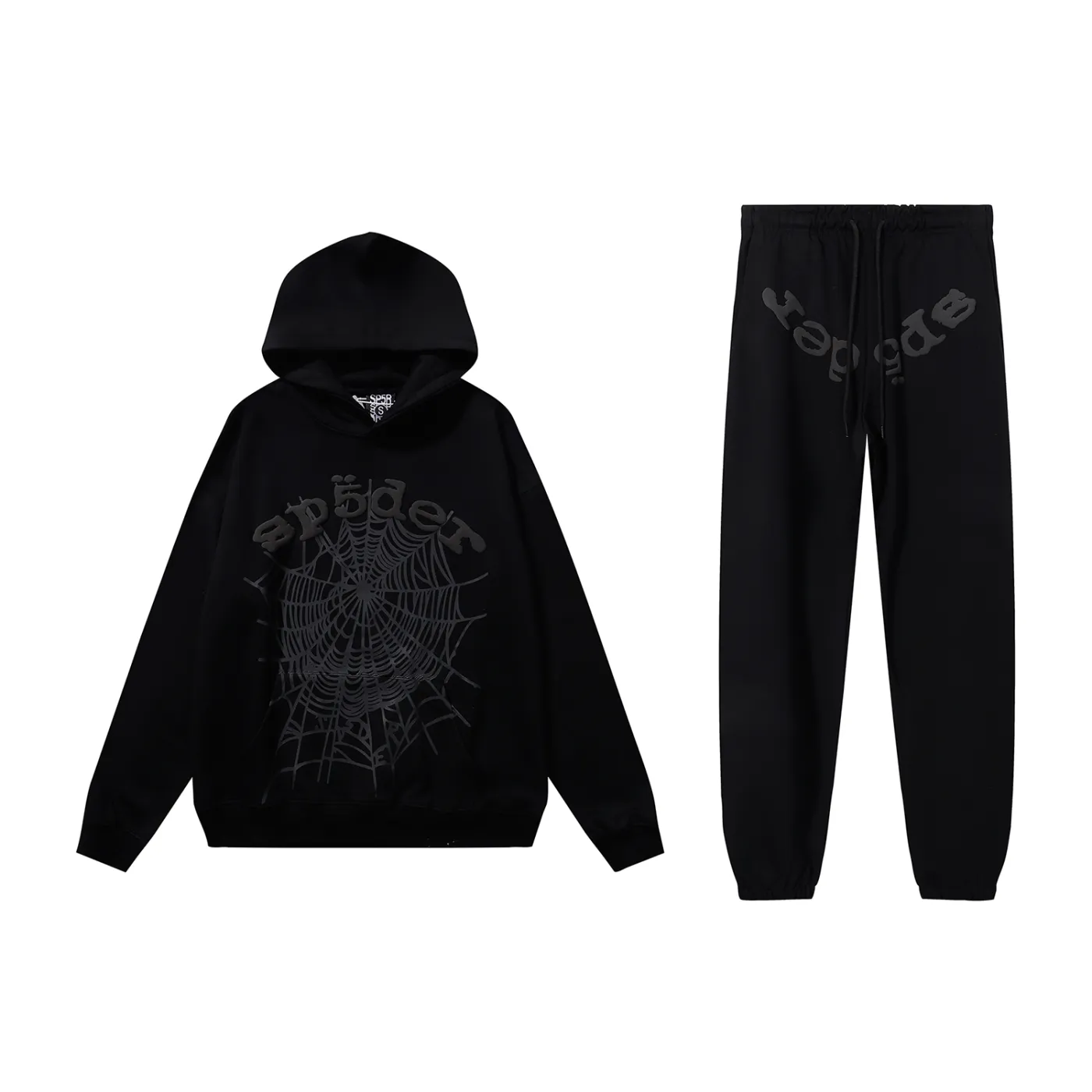 Sp5der Phantom Web Hoodie & Sweatpant Set Black