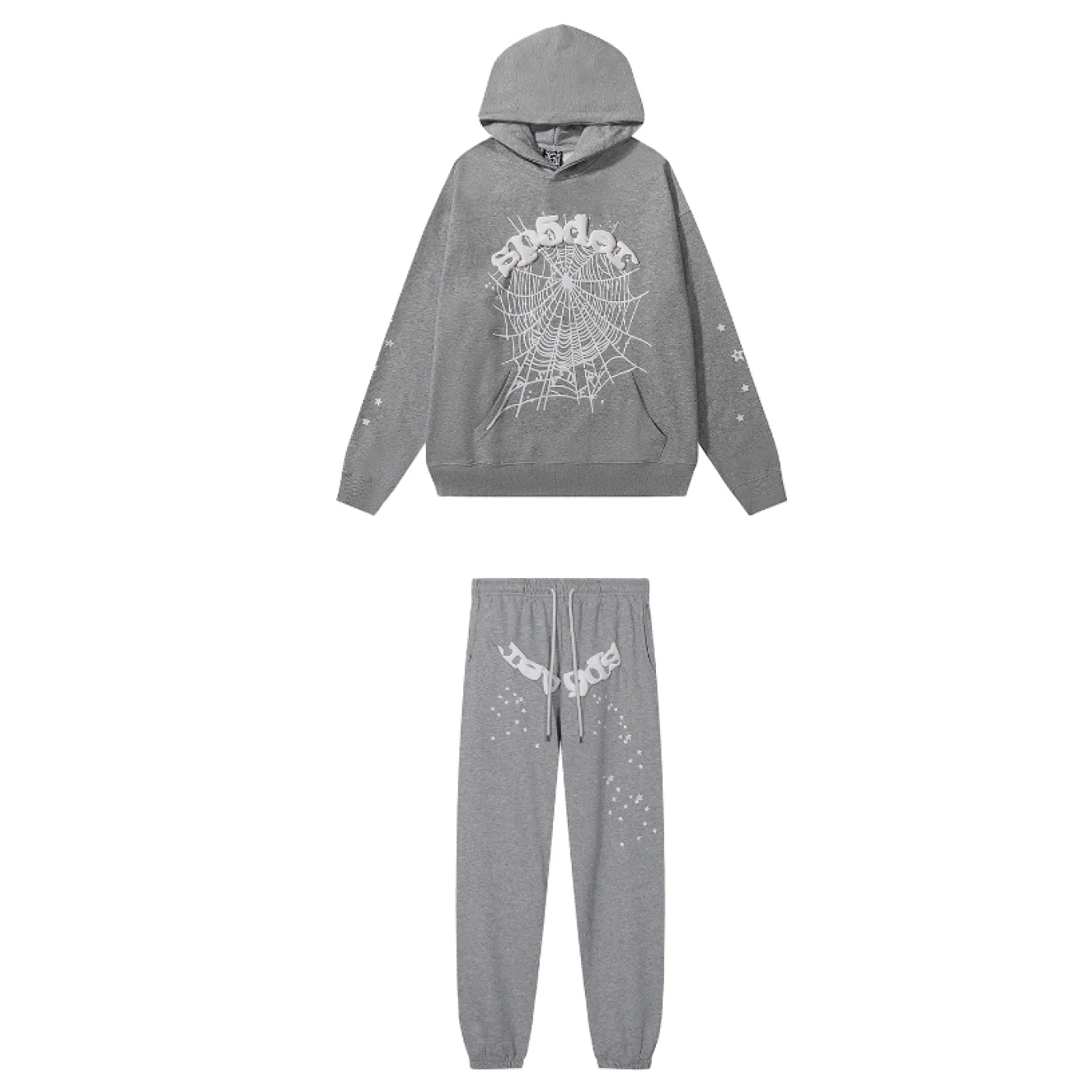 Sp5der OG Web Hoodie & Sweatpant Set Grey