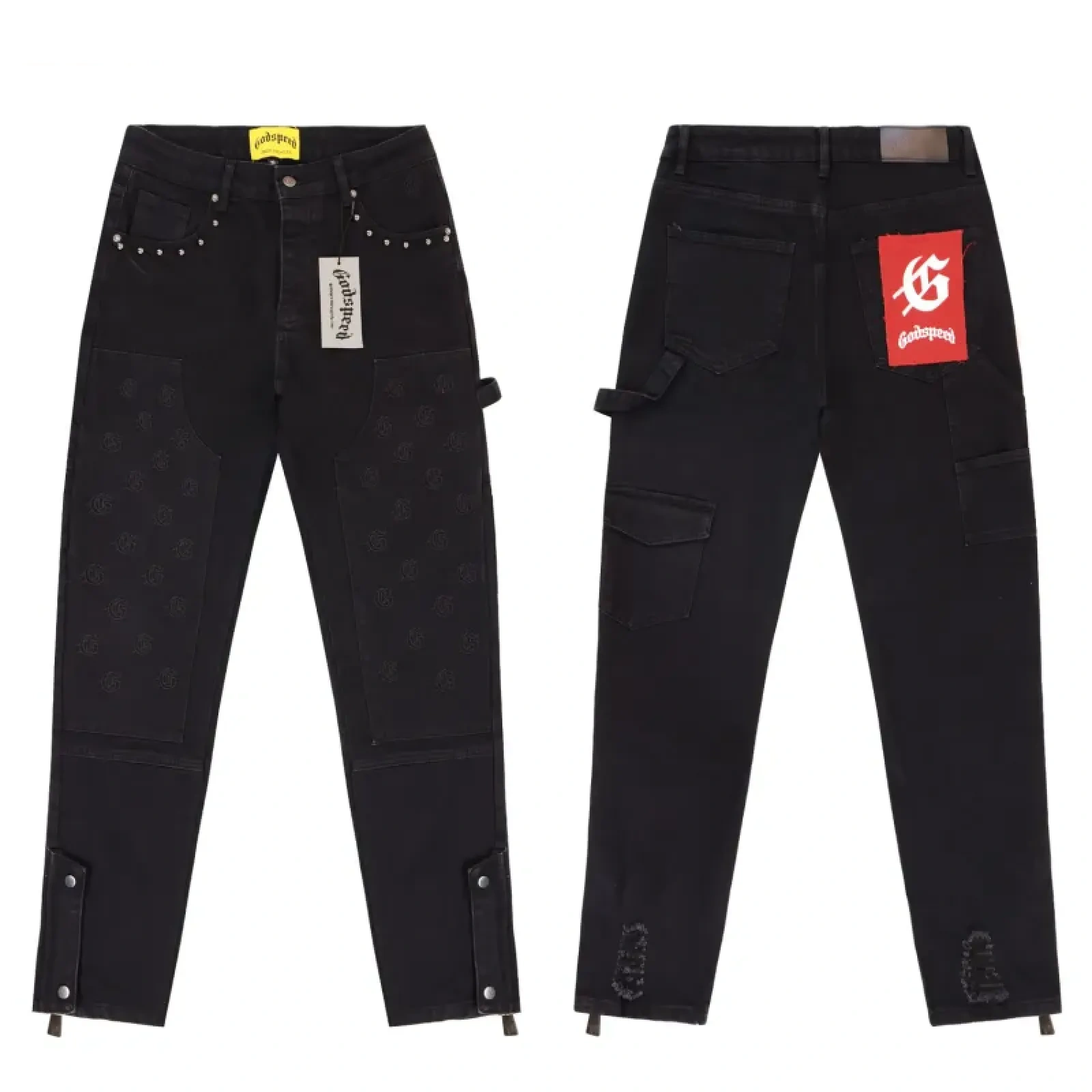 Godspeed Embroidered Multi-Pocket Jeans Black