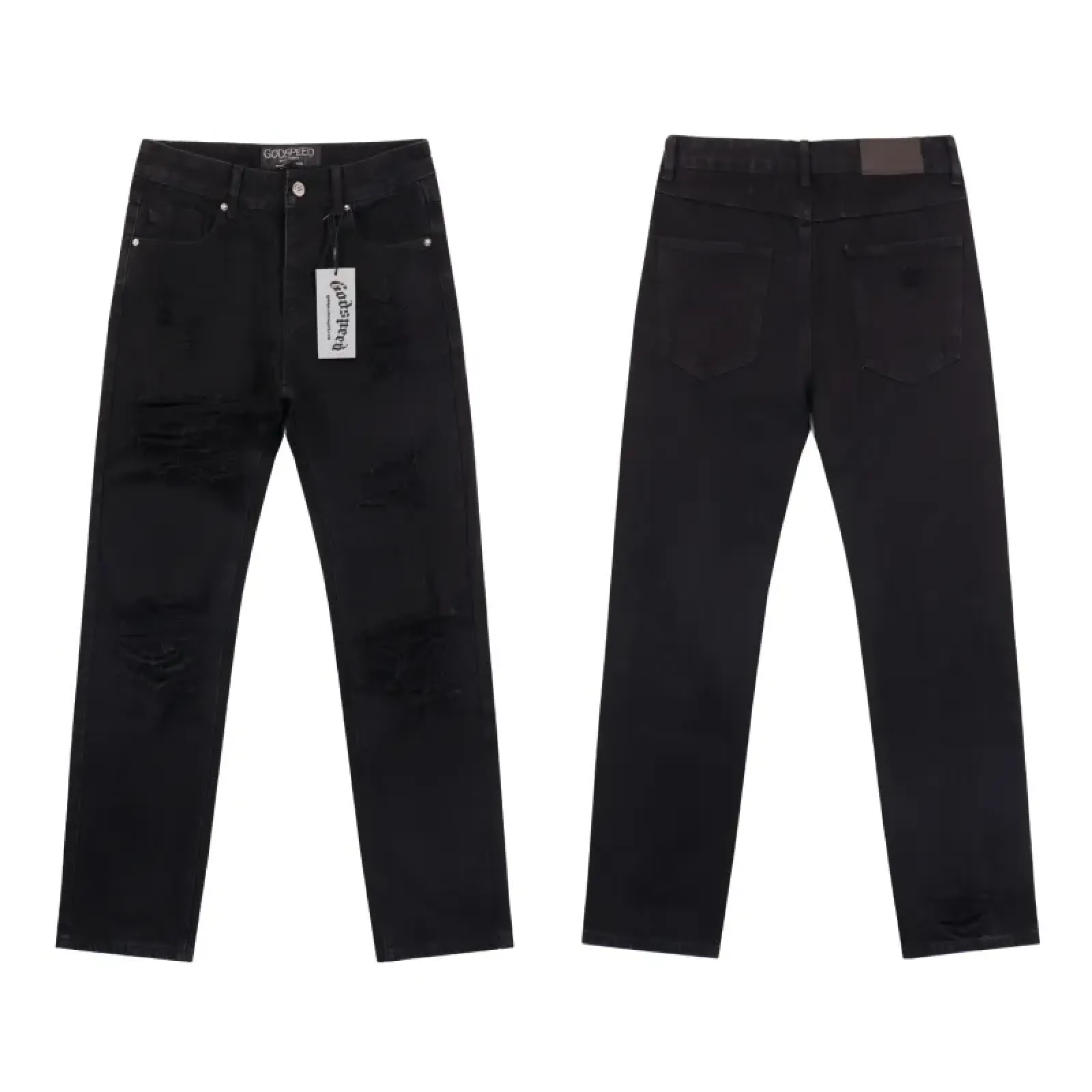 Godspeed Streetwear Denim Straight Biker Jeans Black