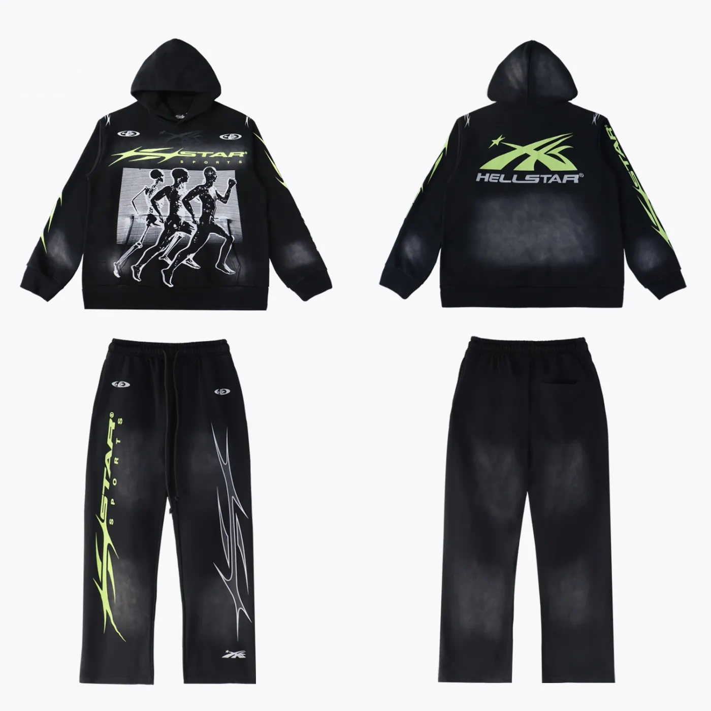 Hellstar Sports Hoodie & Sweatpants Set Black Green
