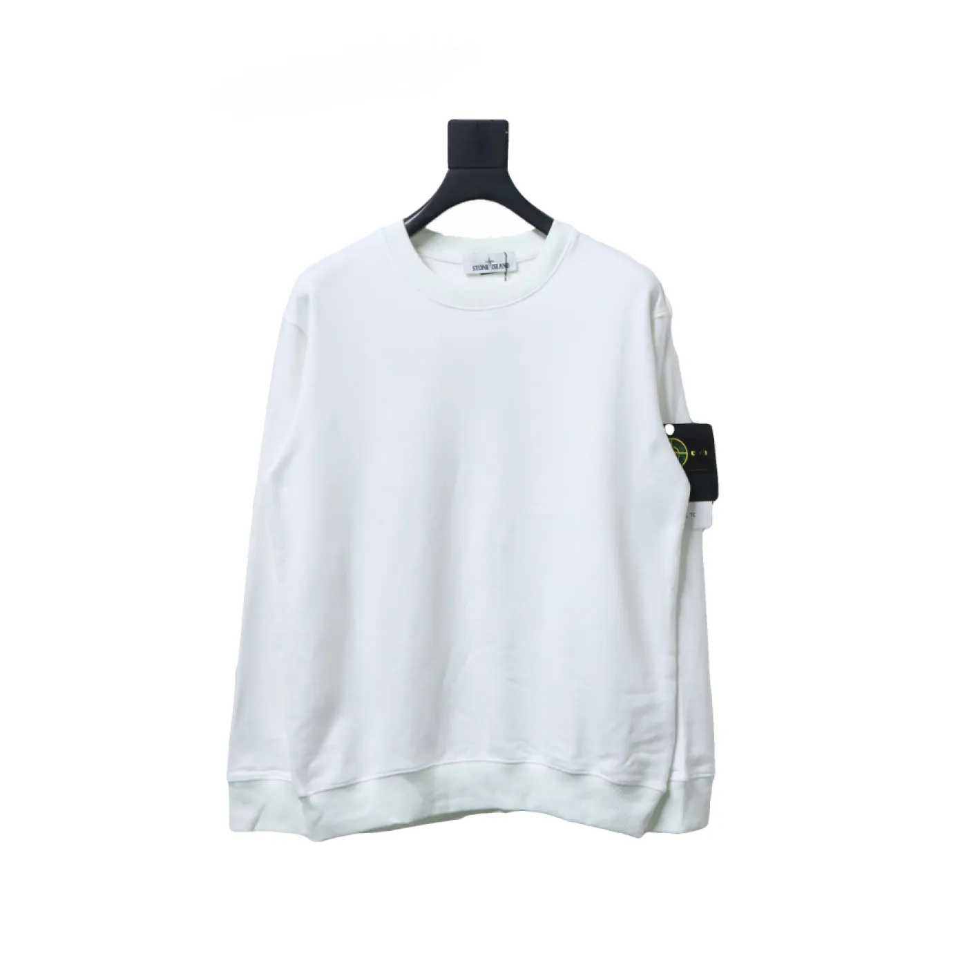 Stone Island Classic Logo Sleeve Patch Crewneck White