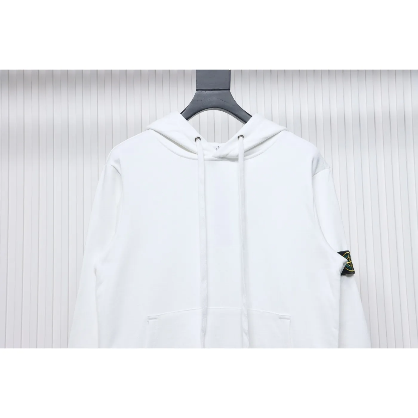 Stone Island Classic Logo Sleeve Patch Hoodie White