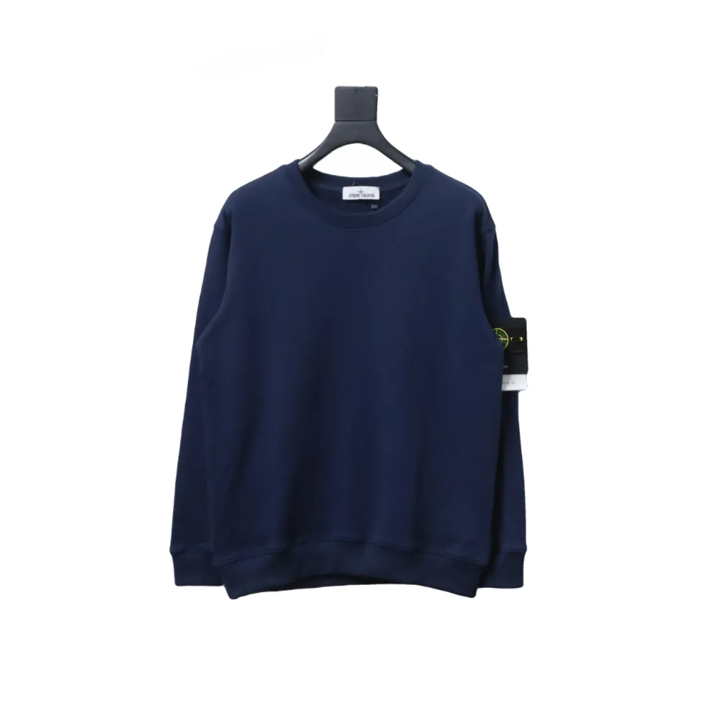 Stone Island Classic Logo Sleeve Patch Crewneck Dark Blue