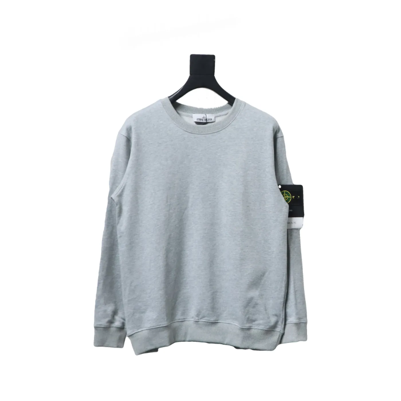 Stone Island Classic Logo Sleeve Patch Crewneck Gray